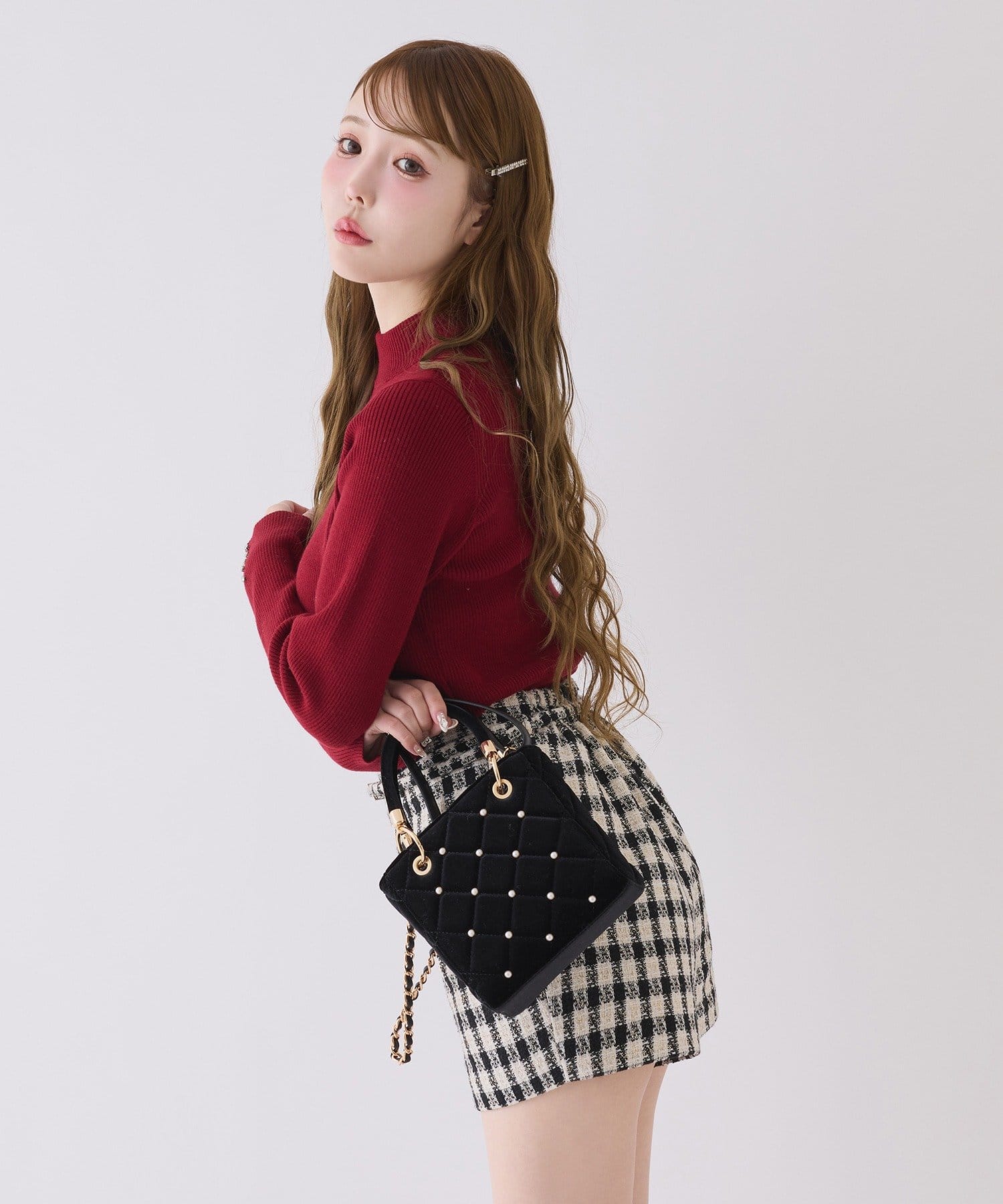 one after another NICE CLAUP(ワンアフターアナザー ナイスクラップ) 【HolidayCollection】チャーム付きキルティングミニバック