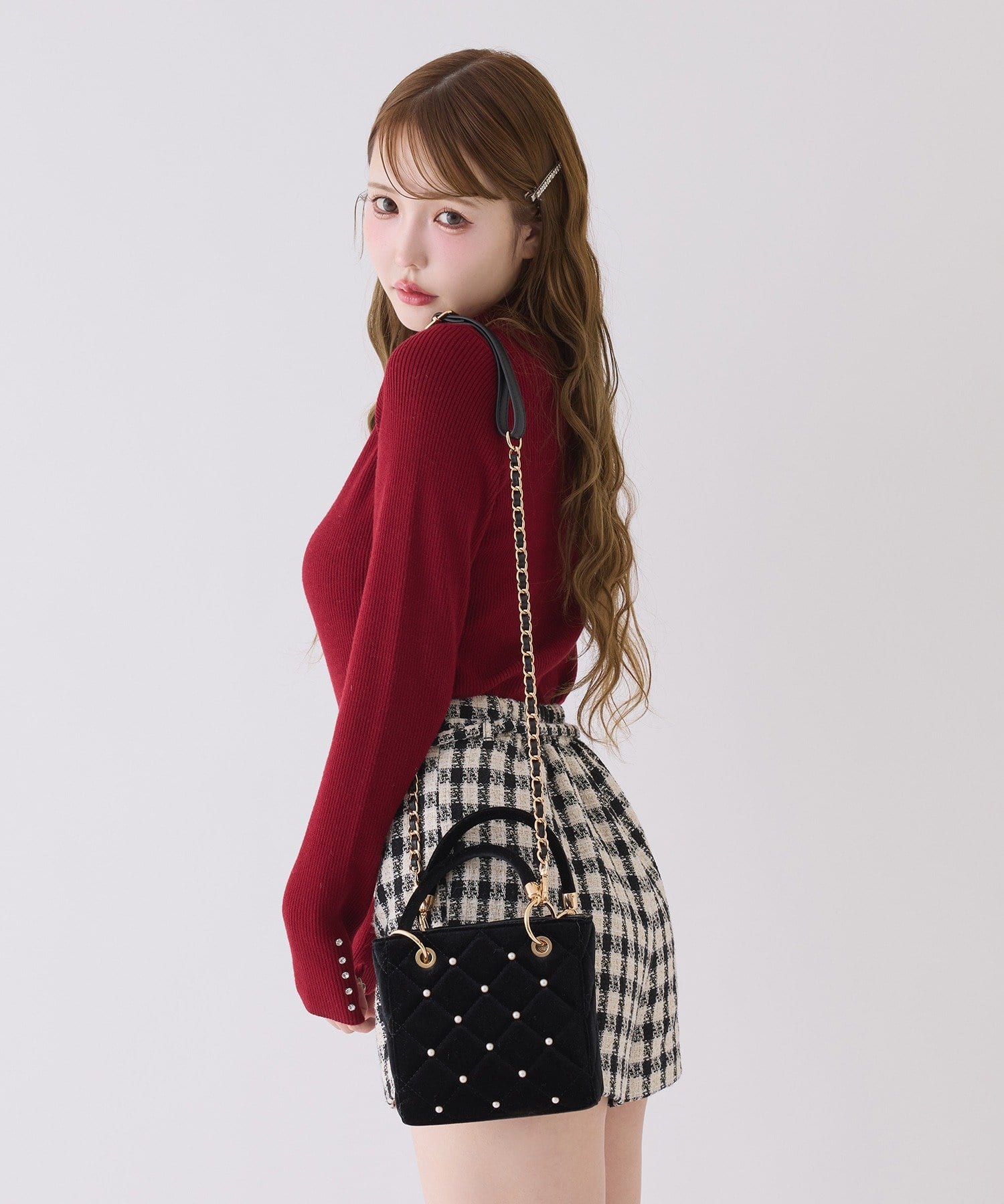 one after another NICE CLAUP(ワンアフターアナザー ナイスクラップ) 【HolidayCollection】チャーム付きキルティングミニバック