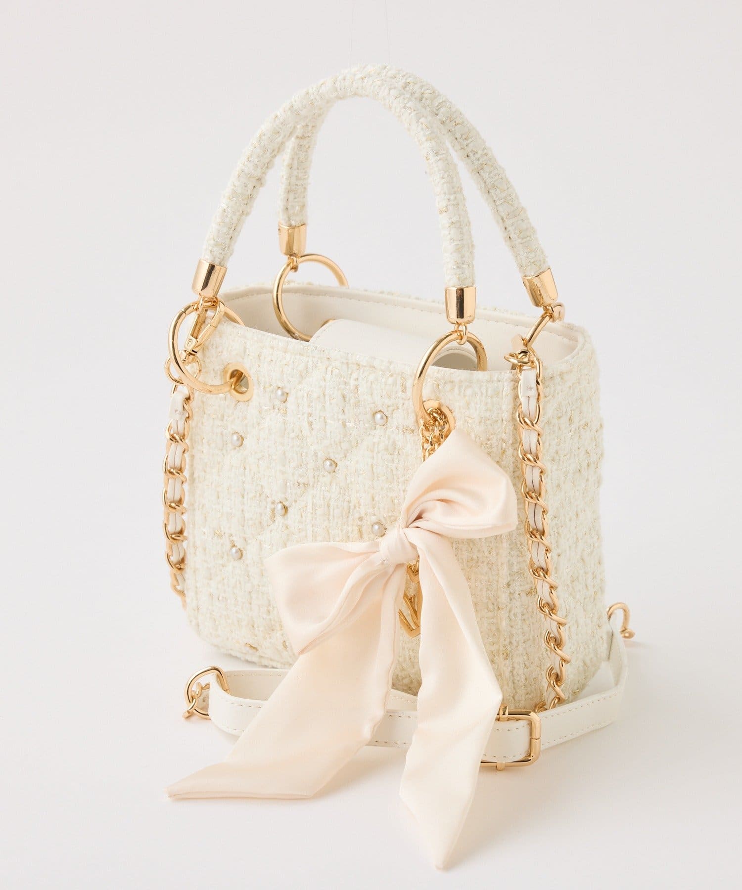 one after another NICE CLAUP(ワンアフターアナザー ナイスクラップ) 【HolidayCollection】チャーム付きキルティングミニバッグ