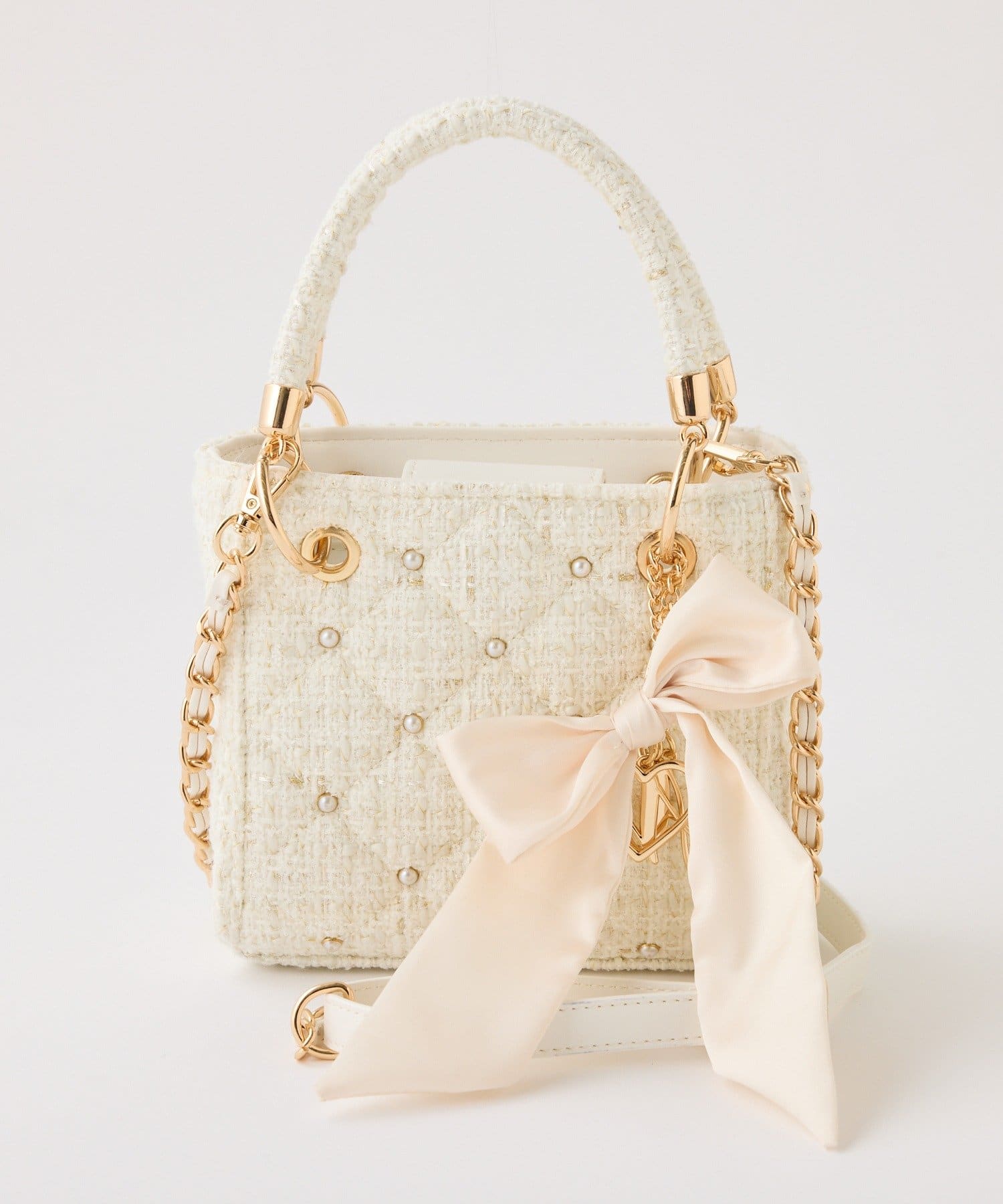 one after another NICE CLAUP(ワンアフターアナザー ナイスクラップ) 【HolidayCollection】チャーム付きキルティングミニバッグ