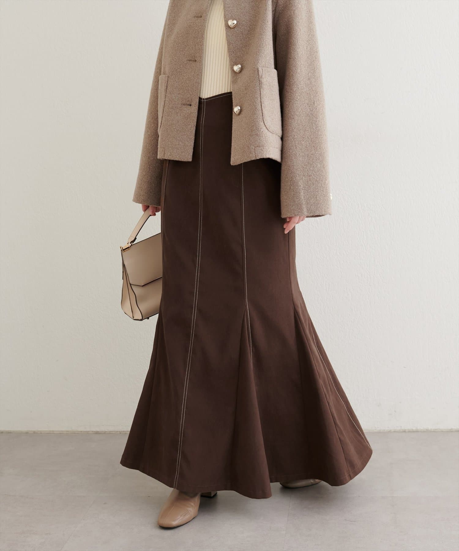 natural couture(ナチュラルクチュール) 【WEB限定】ハートウエスト起毛マーメイドスカート