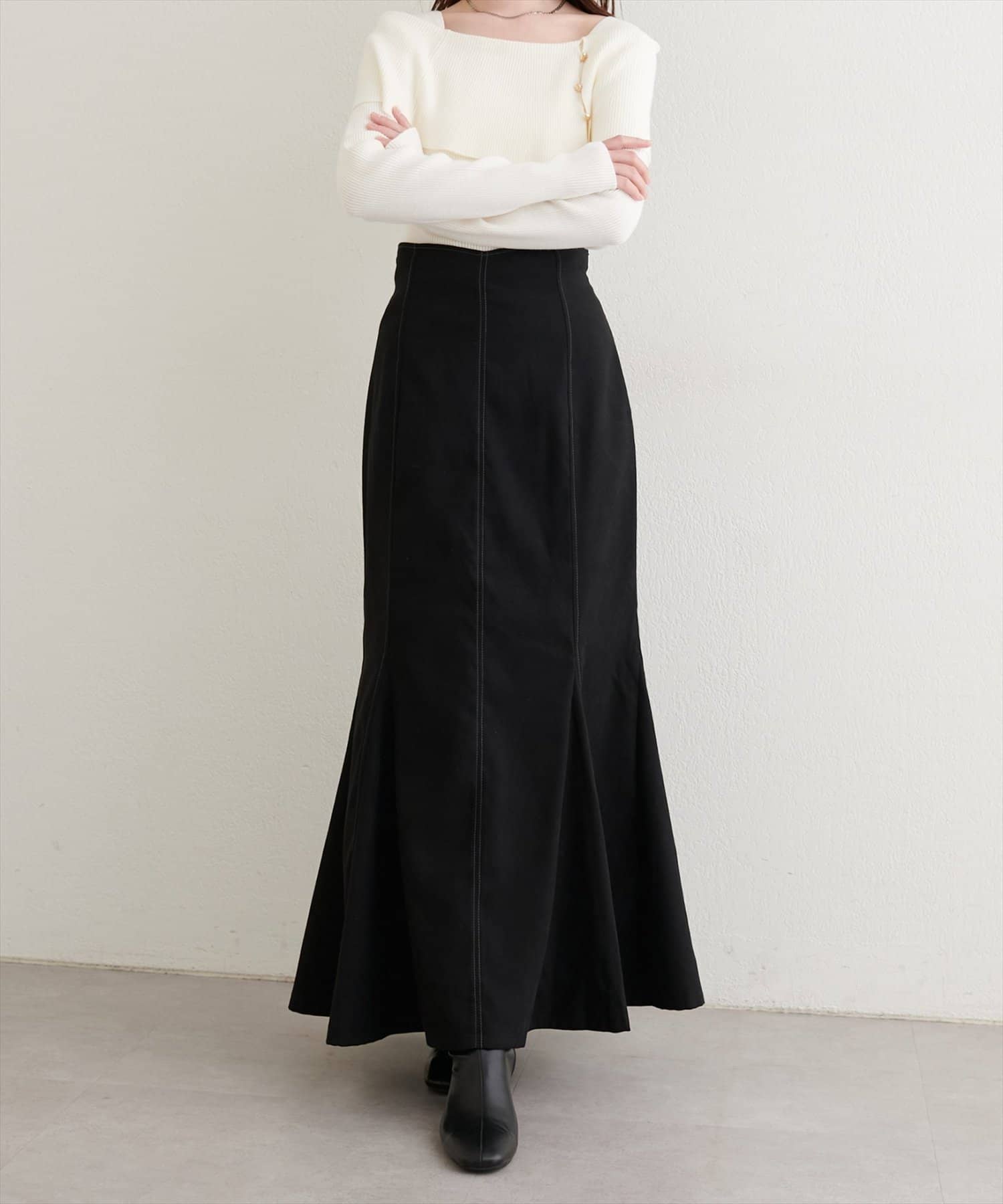 natural couture(ナチュラルクチュール) 【WEB限定】ハートウエスト起毛マーメイドスカート