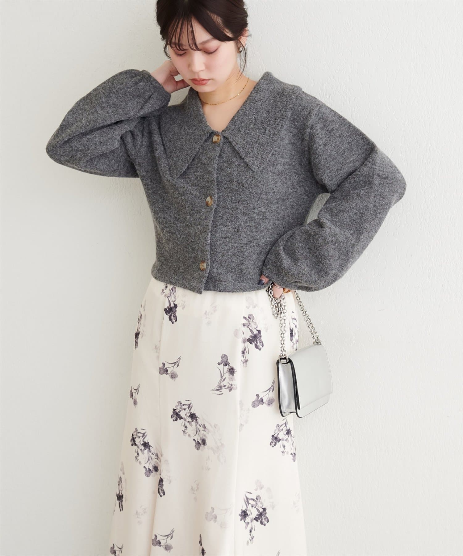 natural couture(ナチュラルクチュール) 【WEB限定】BIGカラーショート丈ニット