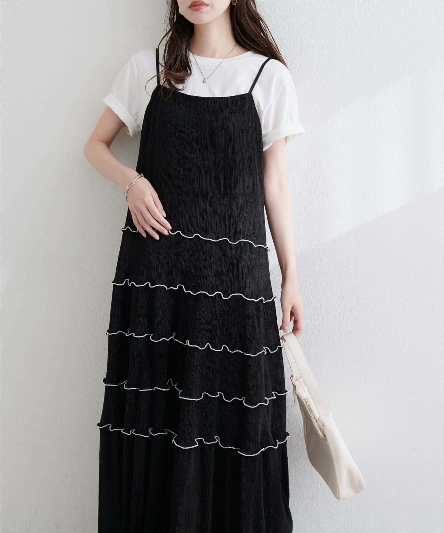 NICE CLAUP / OLIVE des OLIVE OUTLET(ナイスクラップ  / オリーブ デ オリーブ アウトレット) 【natural couture】プリーツメローキャミワンピース