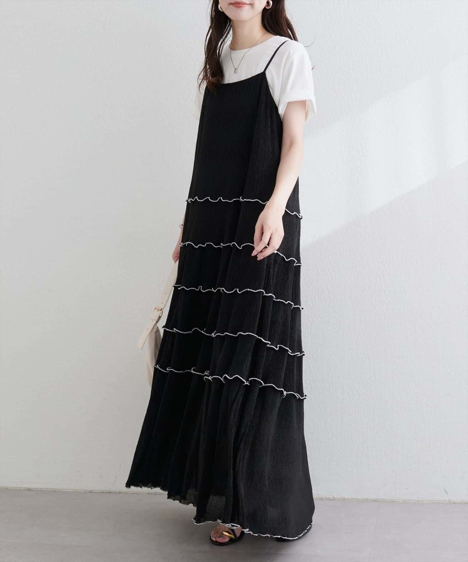 NICE CLAUP / OLIVE des OLIVE OUTLET(ナイスクラップ  / オリーブ デ オリーブ アウトレット) 【natural couture】プリーツメローキャミワンピース