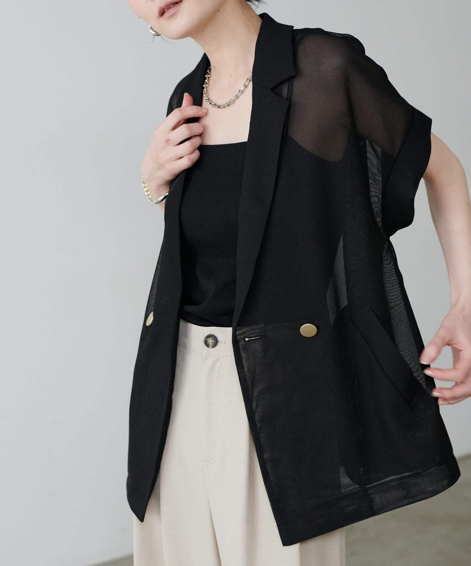 NICE CLAUP / OLIVE des OLIVE OUTLET(ナイスクラップ  / オリーブ デ オリーブ アウトレット) 【LARUTA】半袖メッシュジャケット