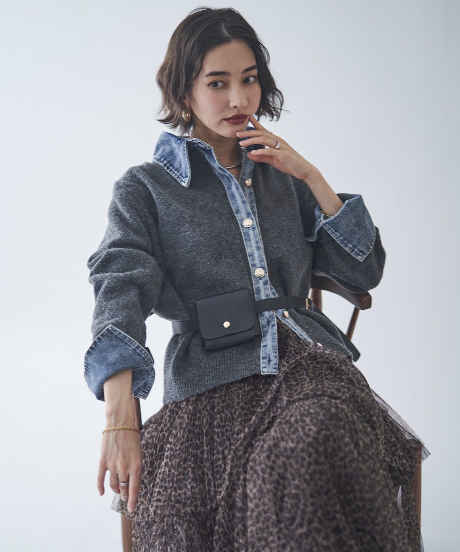 Remind me and forever(リマインドミーアンドフォーエバー) 【WEB限定】【nane】デニムドッキングカーディガン