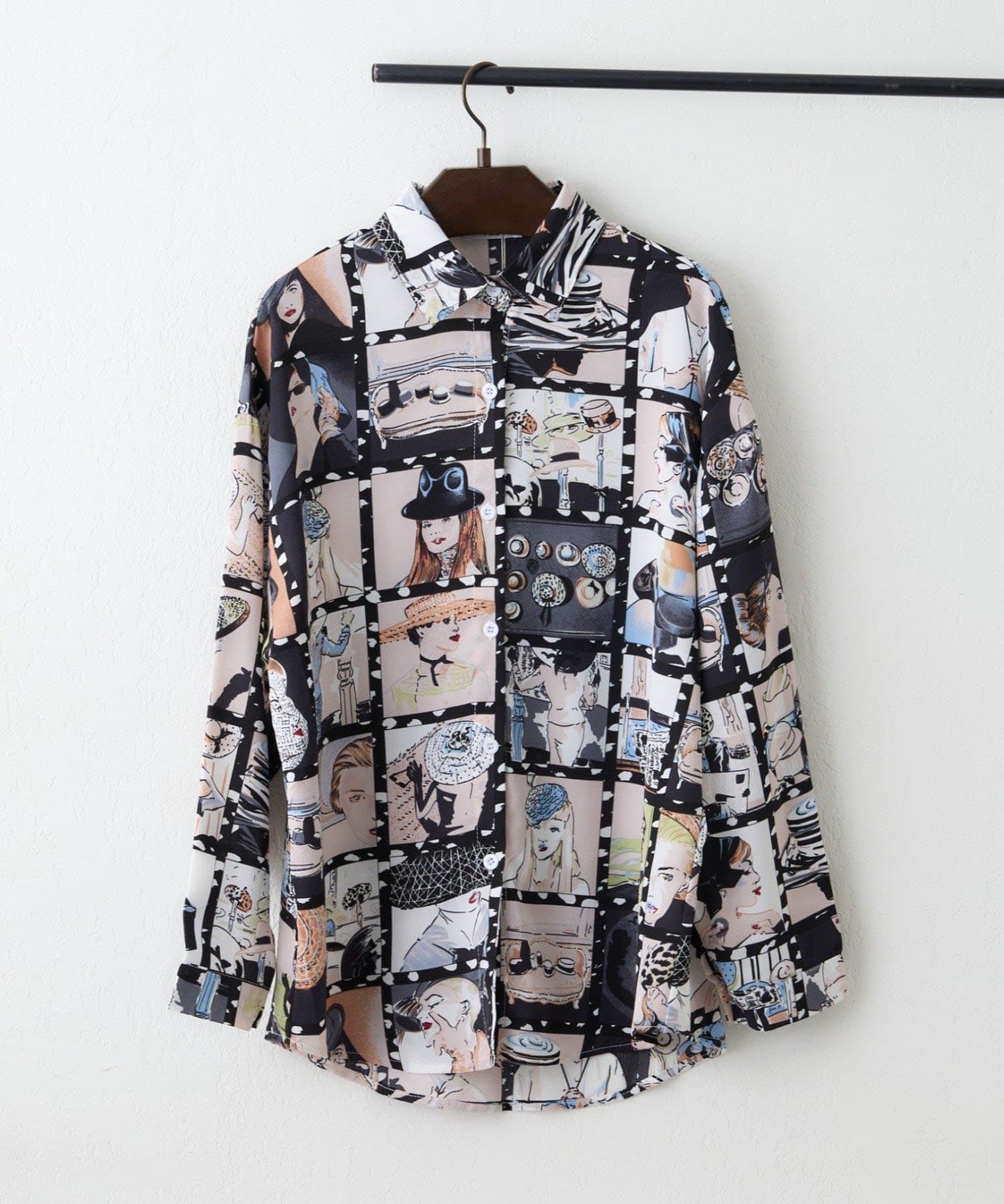 Remind me and forever(リマインドミーアンドフォーエバー) 【WEB限定】【NAO】アート柄ブラウス