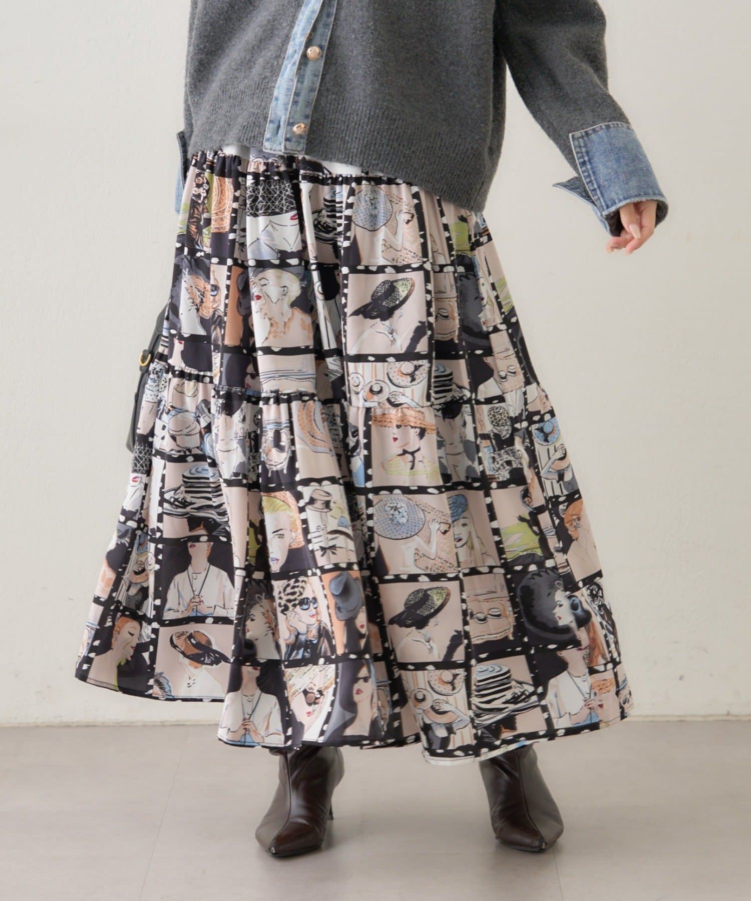 Remind me and forever(リマインドミーアンドフォーエバー) 【WEB限定】【NAO】アート柄フレアースカート