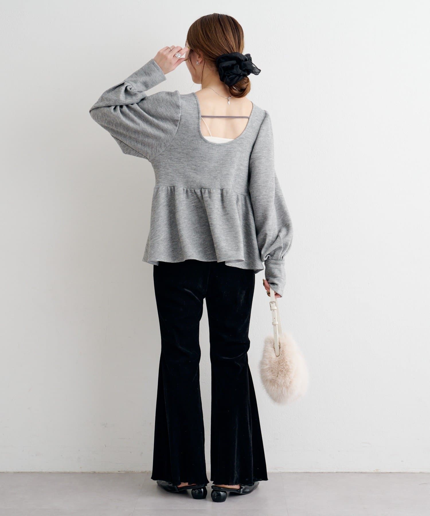 Kastane(カスタネ) 【セットアップ対応】B ニットライクスウェットペプラムトップス