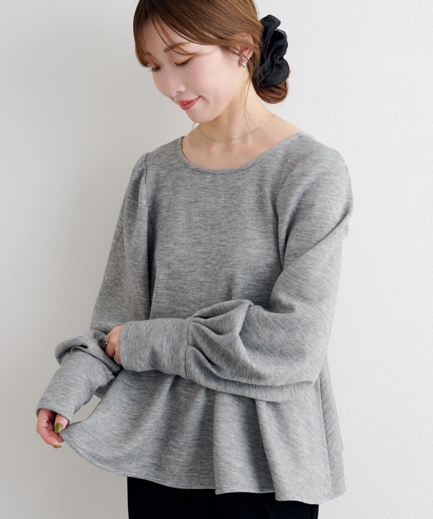 Kastane(カスタネ) 【セットアップ対応】B ニットライクスウェットペプラムトップス