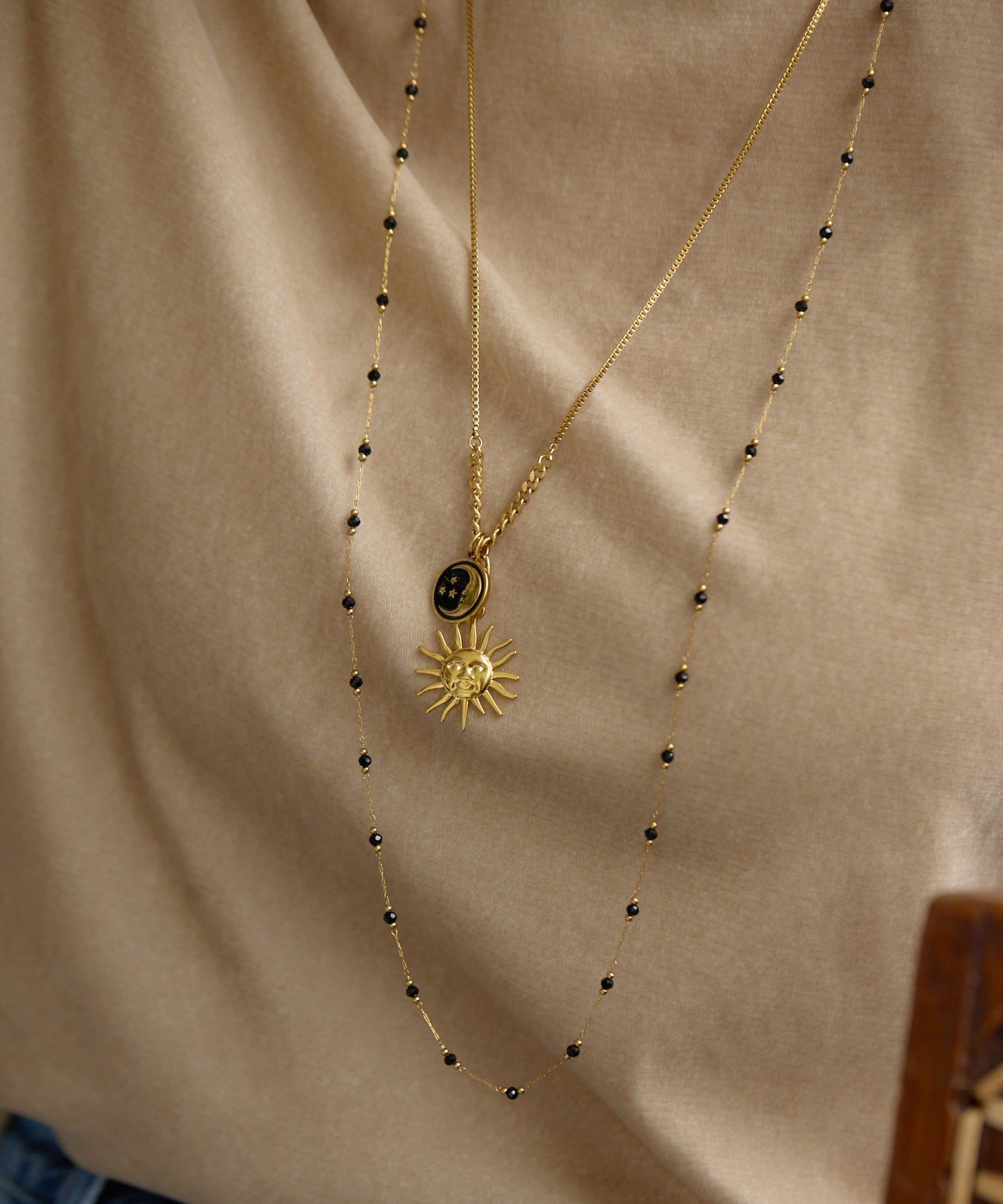 ear PAPILLONNER(イア パピヨネ) 《金属アレルギー対応/ステンレス》ブラックビーズロングネックレス