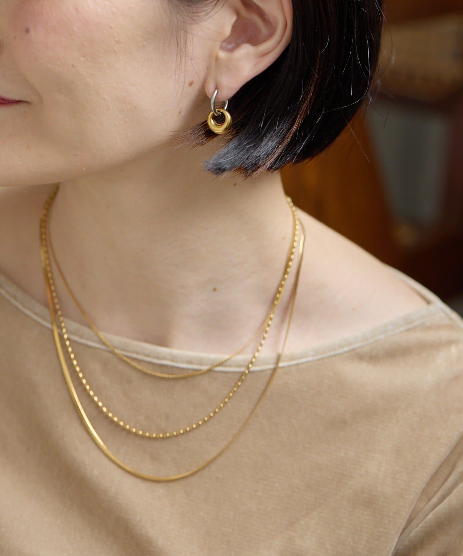 ear PAPILLONNER(イア パピヨネ) 《金属アレルギー対応/ステンレス》太輪バイカラーピアス