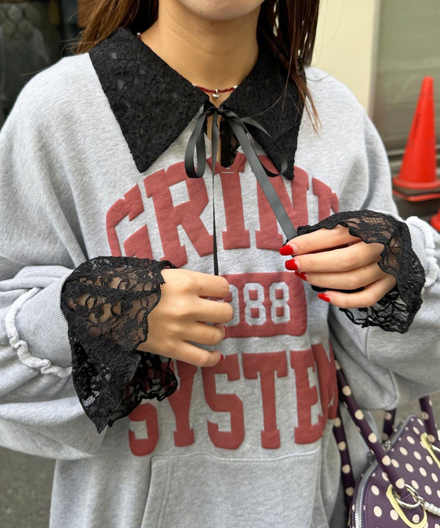 CIAOPANIC(チャオパニック) 襟付きレースリボンカーディガン