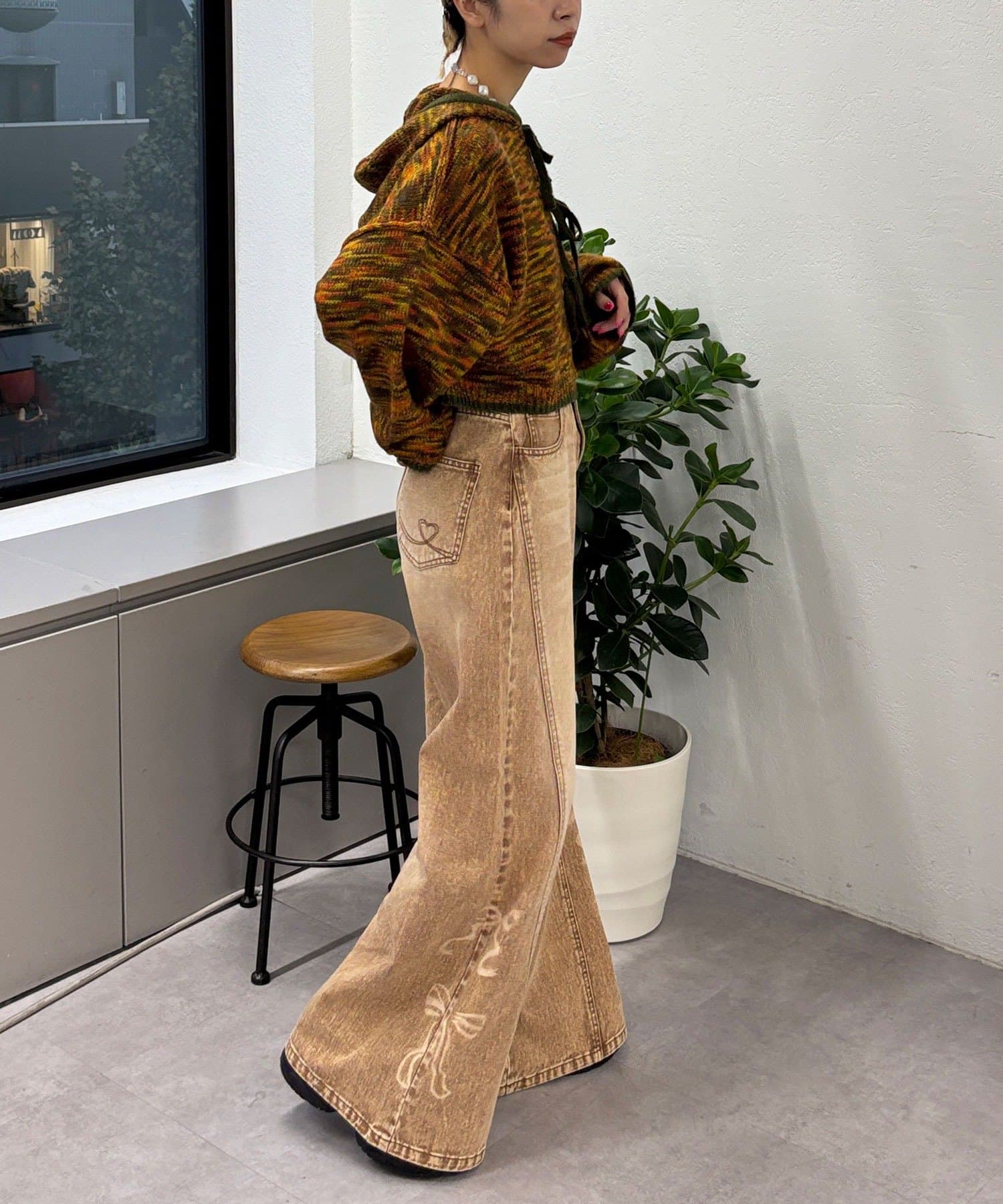 CIAOPANIC(チャオパニック) リボン抜染プリントデニムパンツ