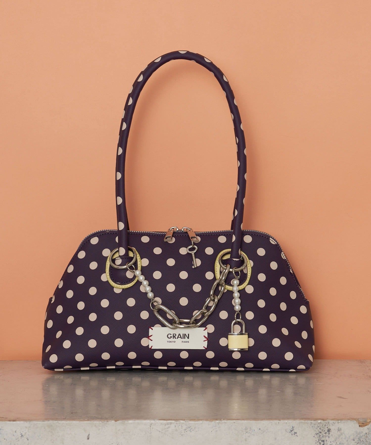 CIAOPANIC(チャオパニック) 【GRAIN/グレイン】チャーム付き水玉トートバック