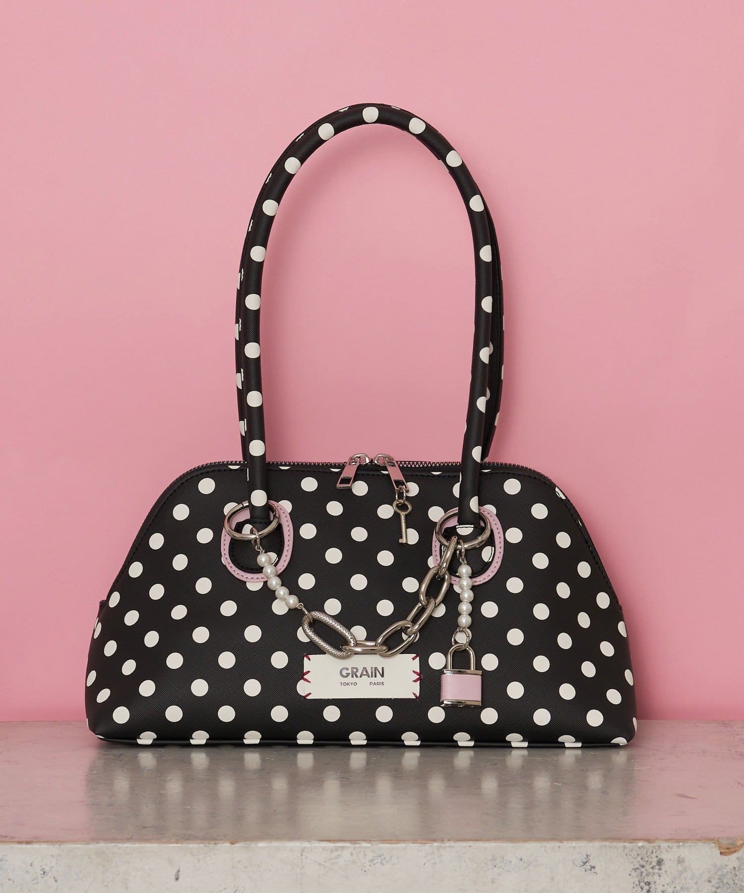 CIAOPANIC(チャオパニック) 【GRAIN/グレイン】チャーム付き水玉トートバック