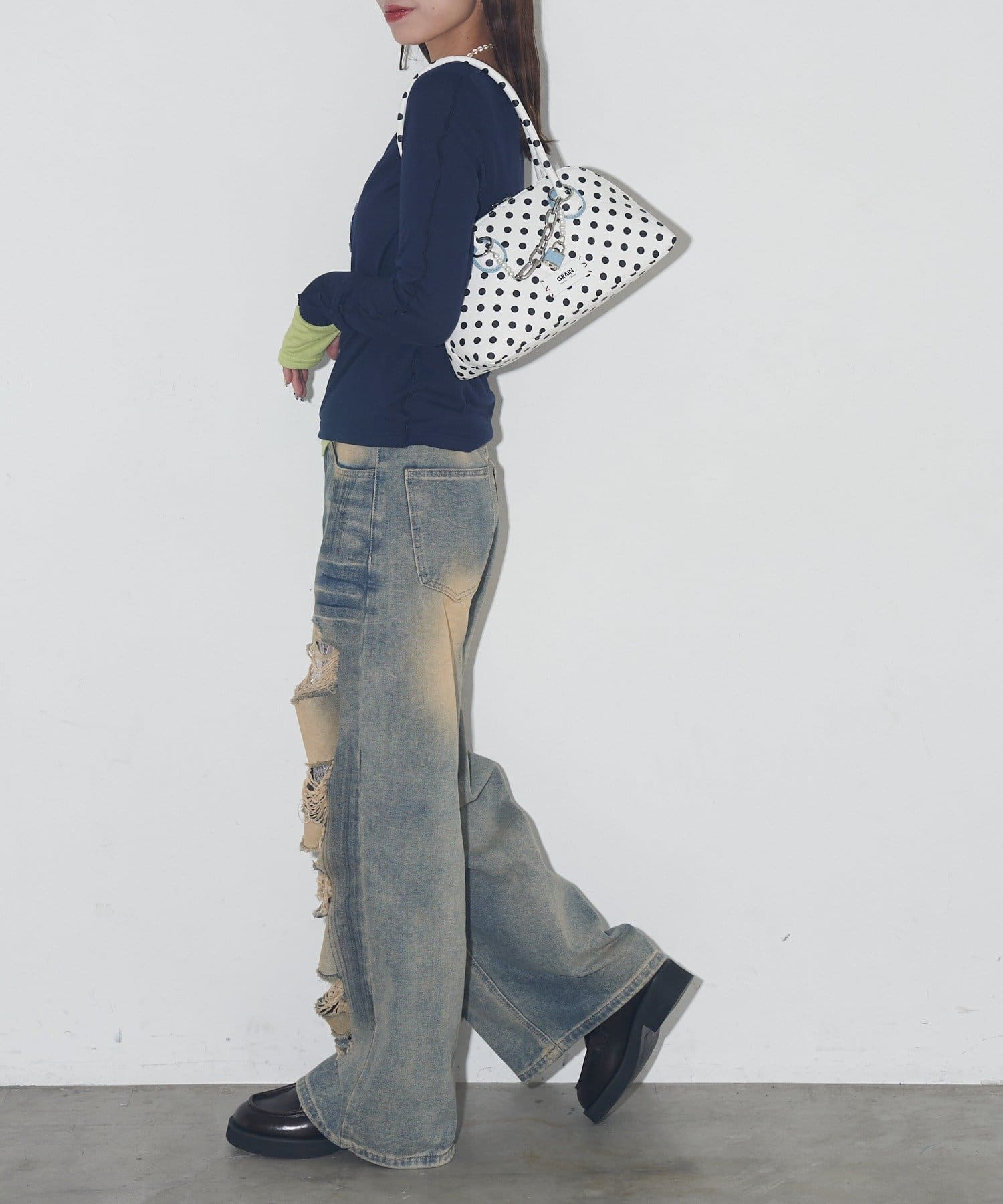 CIAOPANIC(チャオパニック) 【GRAIN/グレイン】チャーム付き水玉トートバッグ