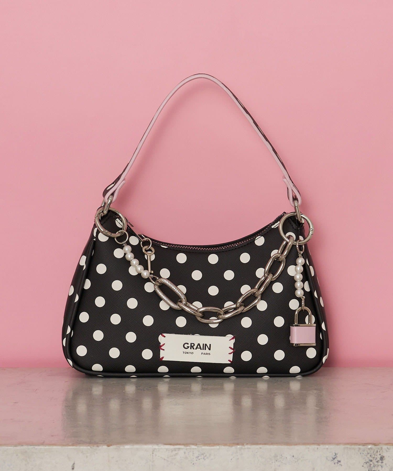CIAOPANIC(チャオパニック) 【GRAIN/グレイン】チャーム付き水玉2WAYハンドバック