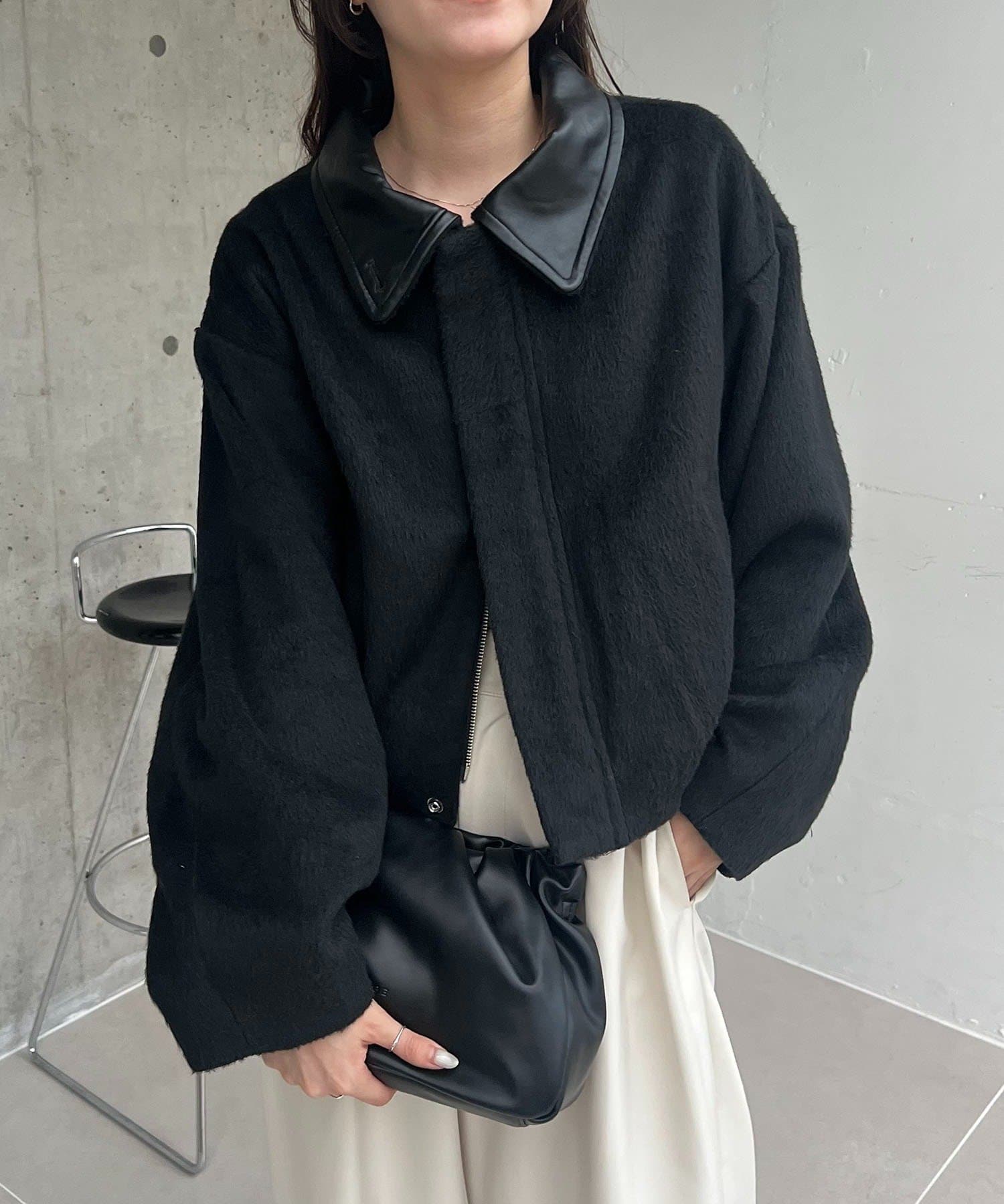 CAPRICIEUX LE'MAGE(カプリシュレマージュ) スタンドウールショートコート