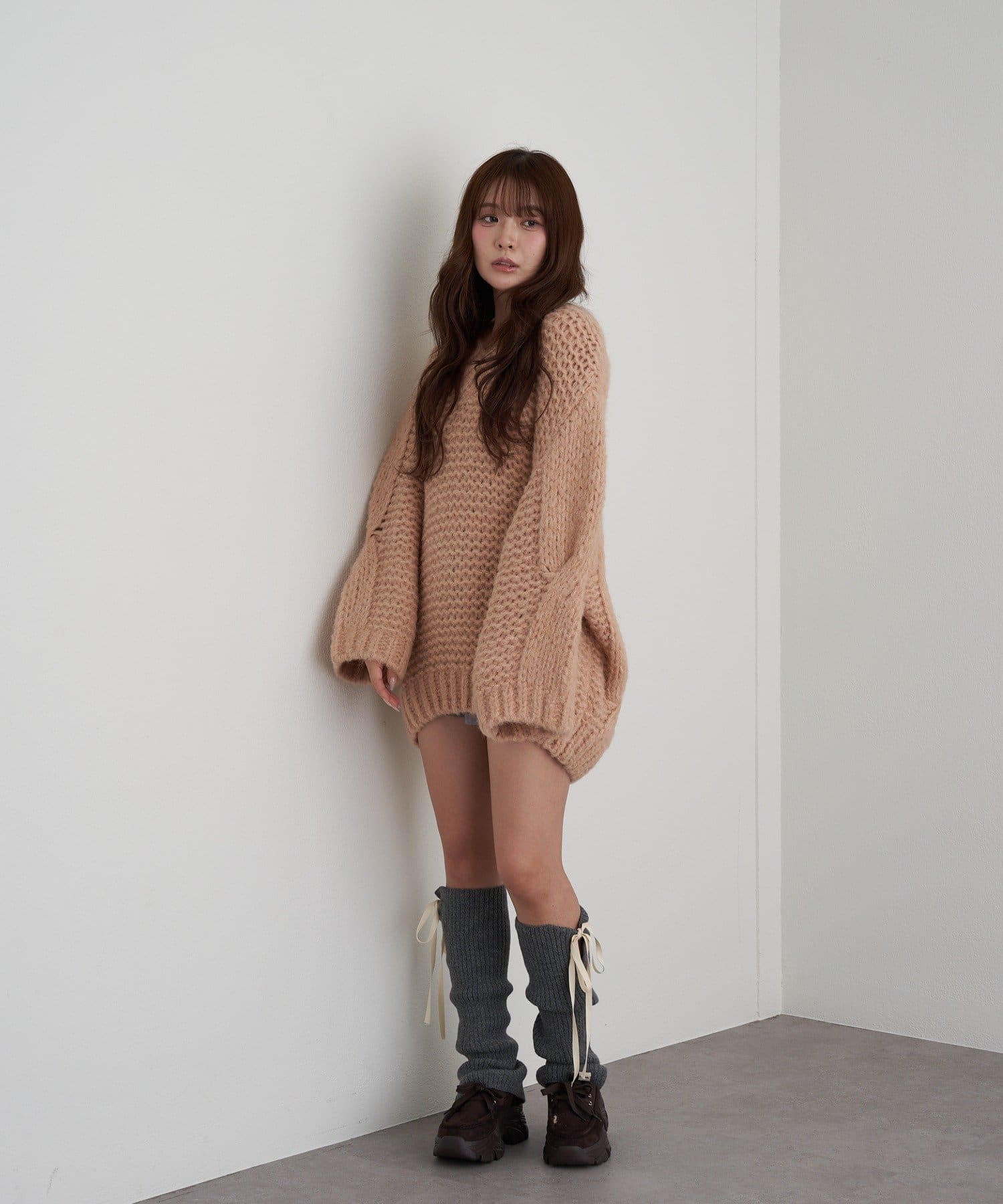 RAY CASSIN(レイカズン) リボン付レッグウォーマー