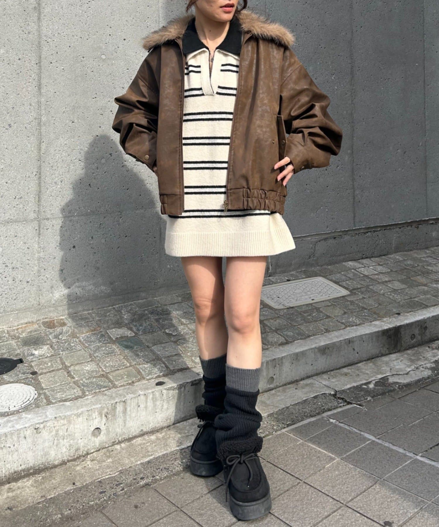 RAY CASSIN(レイカズン) 配色レッグウォーマー