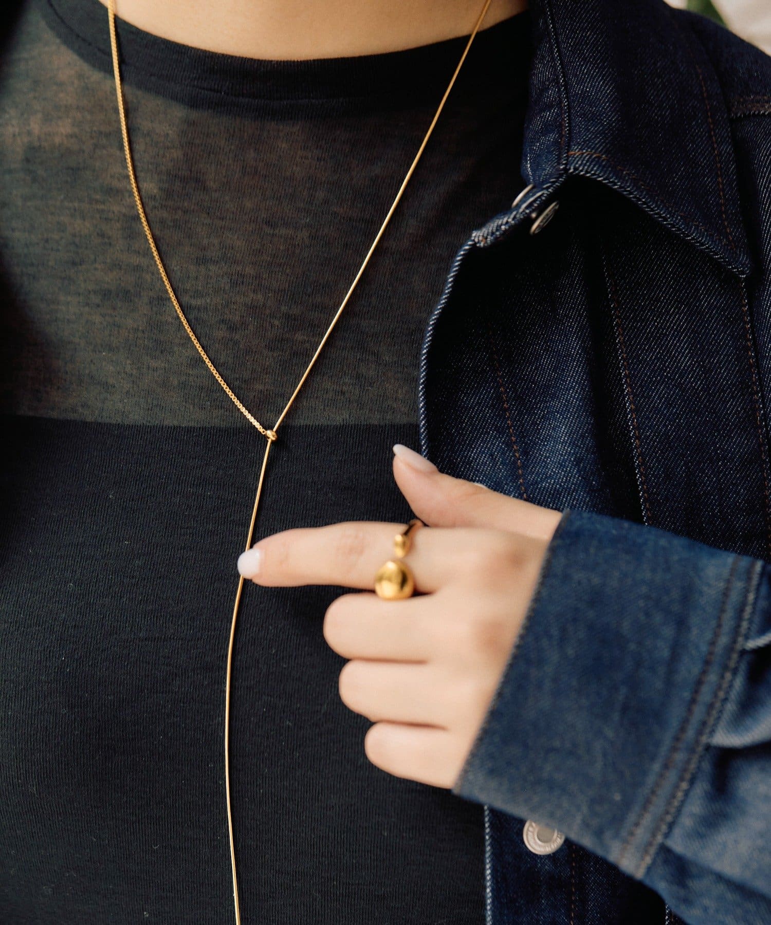 ear PAPILLONNER(イア パピヨネ) 《金属アレルギー対応/ステンレス》スライドY字ネックレス