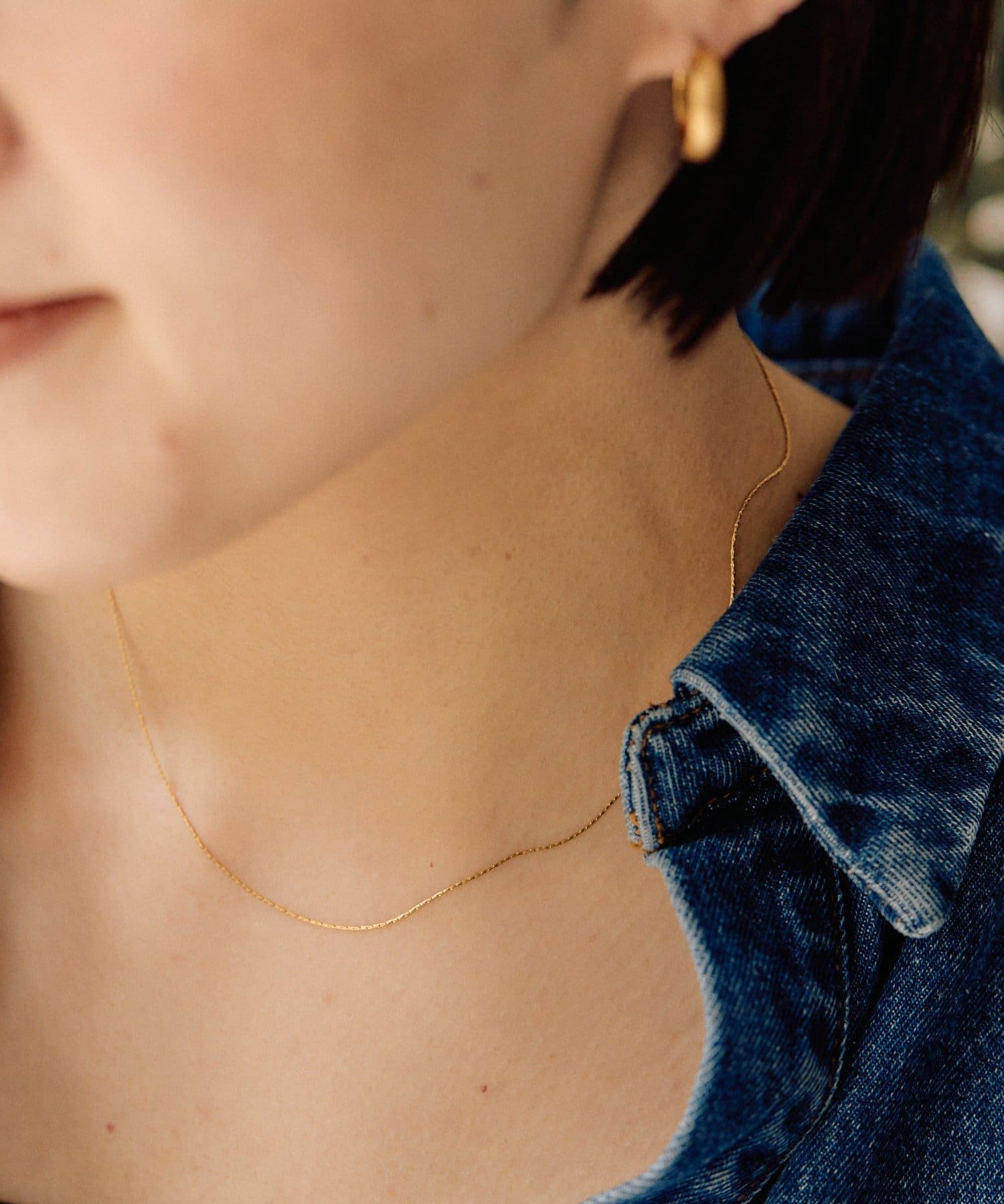 ear PAPILLONNER(イア パピヨネ) 《金属アレルギー対応/ステンレス》極細角エレガンスチェーンネックレス