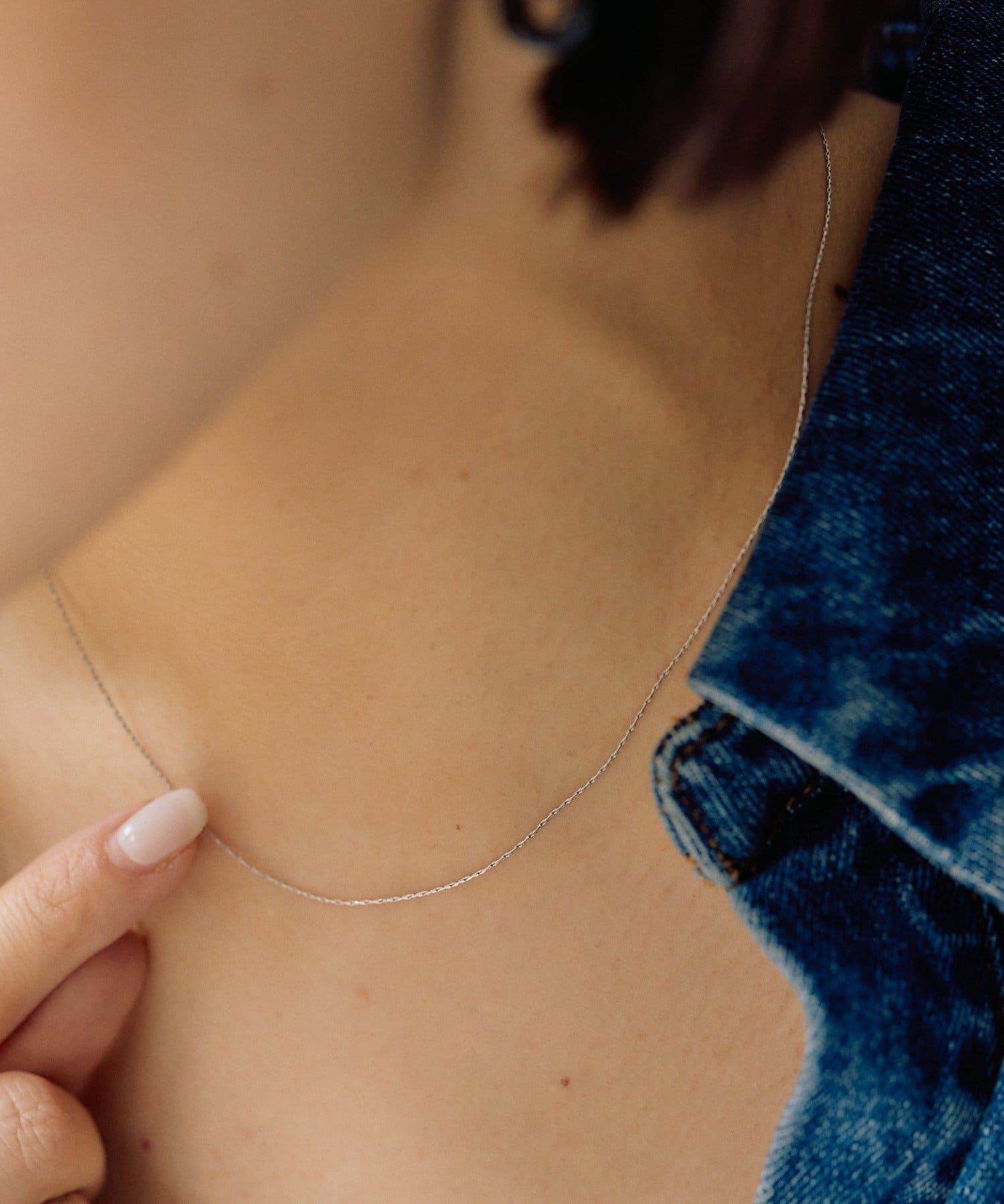 ear PAPILLONNER(イア パピヨネ) 《金属アレルギー対応/ステンレス》極細角エレガンスチェーンネックレス