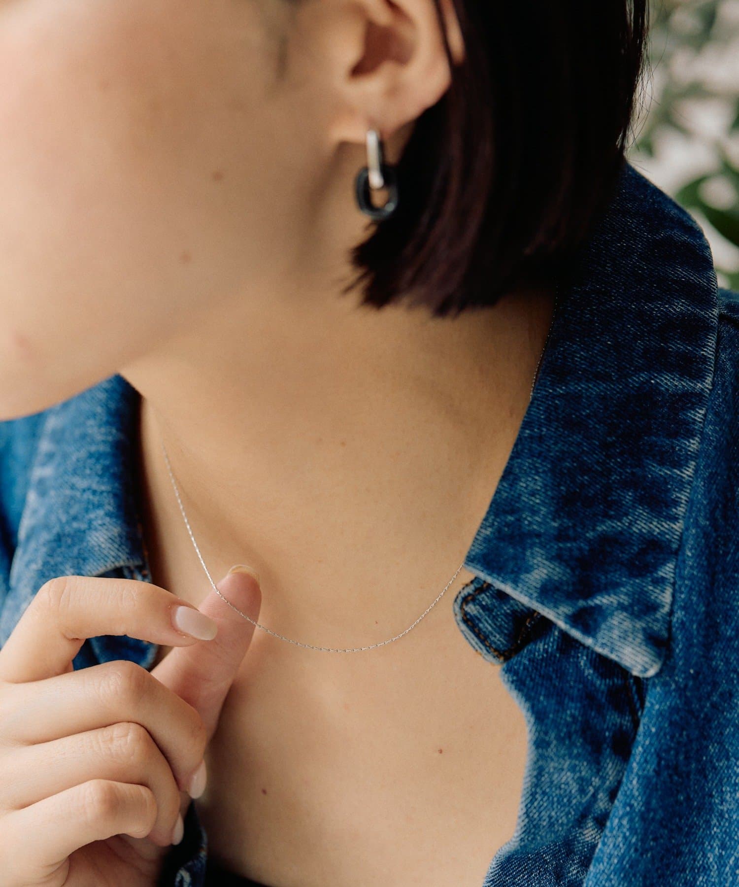 ear PAPILLONNER(イア パピヨネ) 《金属アレルギー対応/ステンレス》極細角エレガンスチェーンネックレス