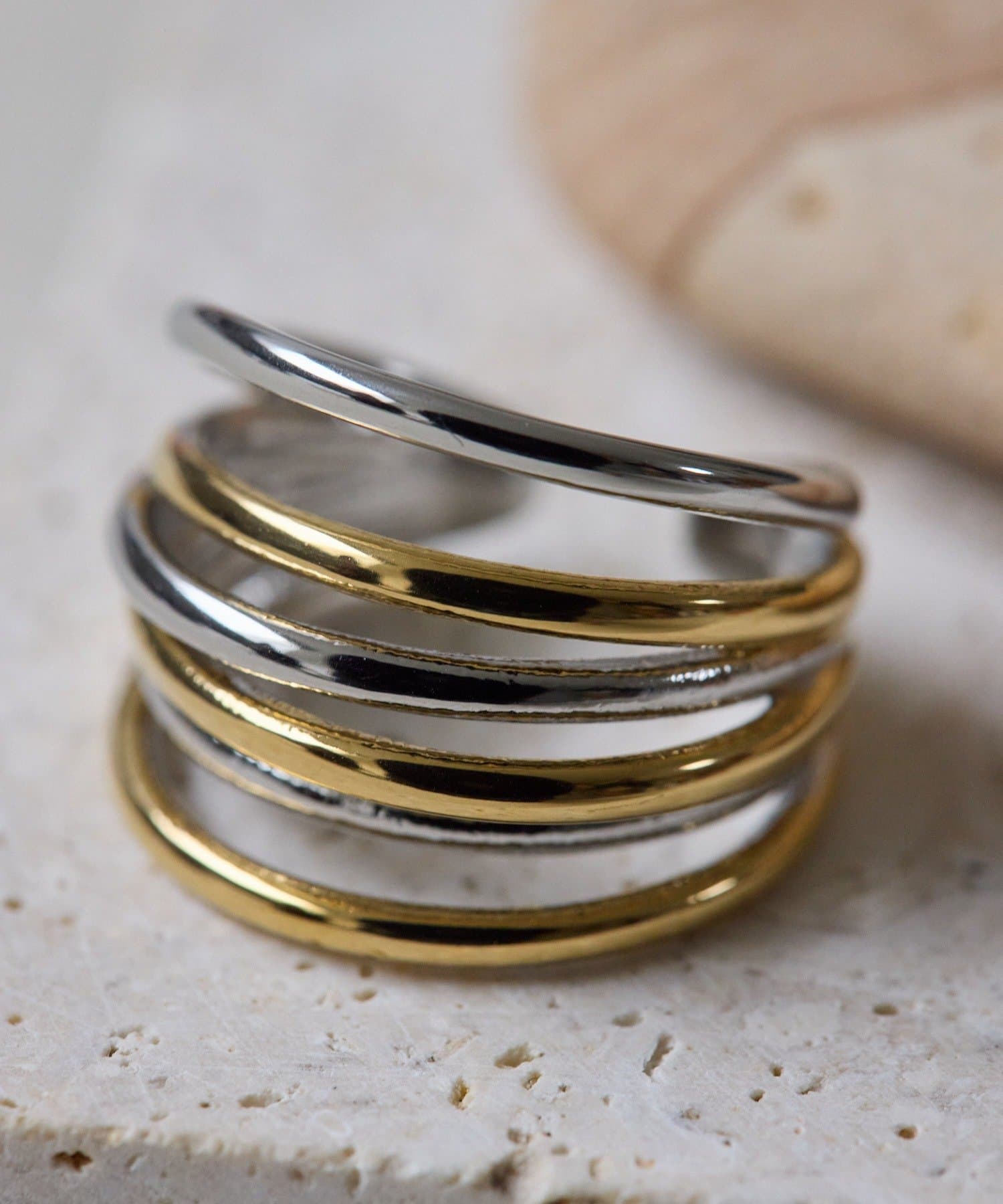 ear PAPILLONNER(イア パピヨネ) 《金属アレルギー対応/ステンレス》バイカラーワイヤードリング