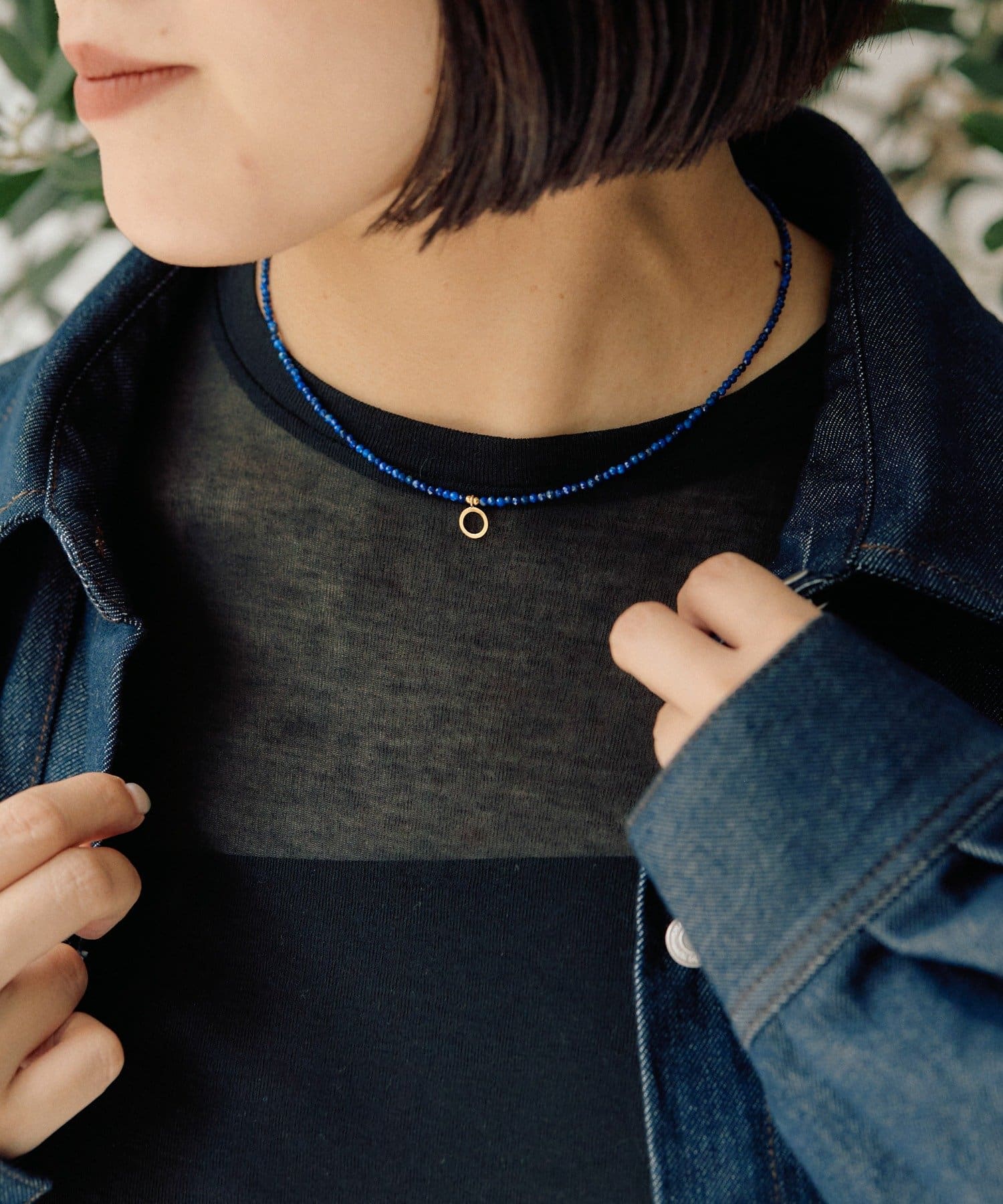 ear PAPILLONNER(イア パピヨネ) 《スターリングシルバー使用》粒ストーントップ付きネックレス