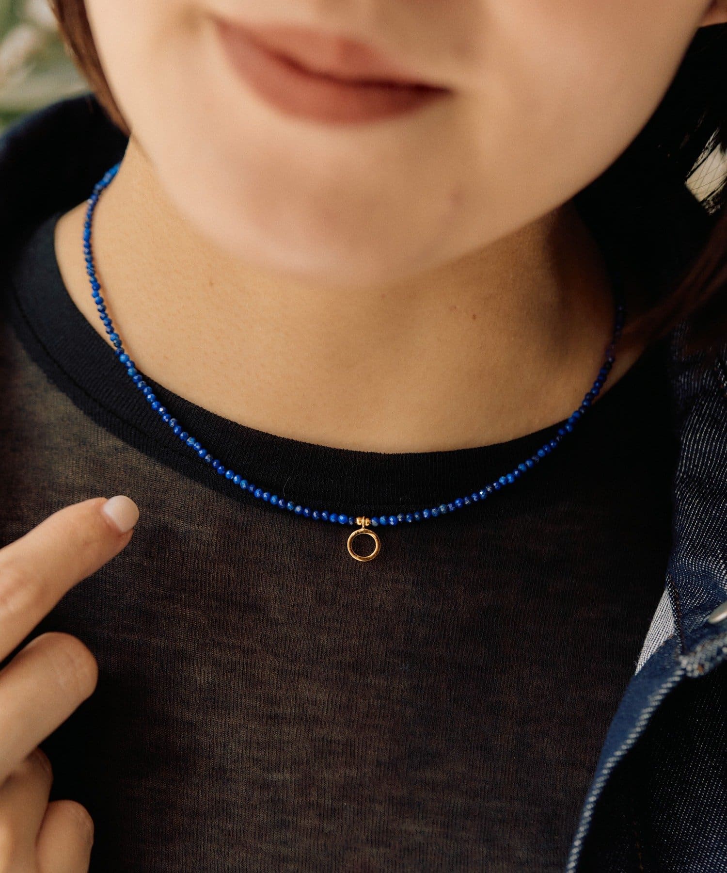 ear PAPILLONNER(イア パピヨネ) 《スターリングシルバー使用》粒ストーントップ付きネックレス