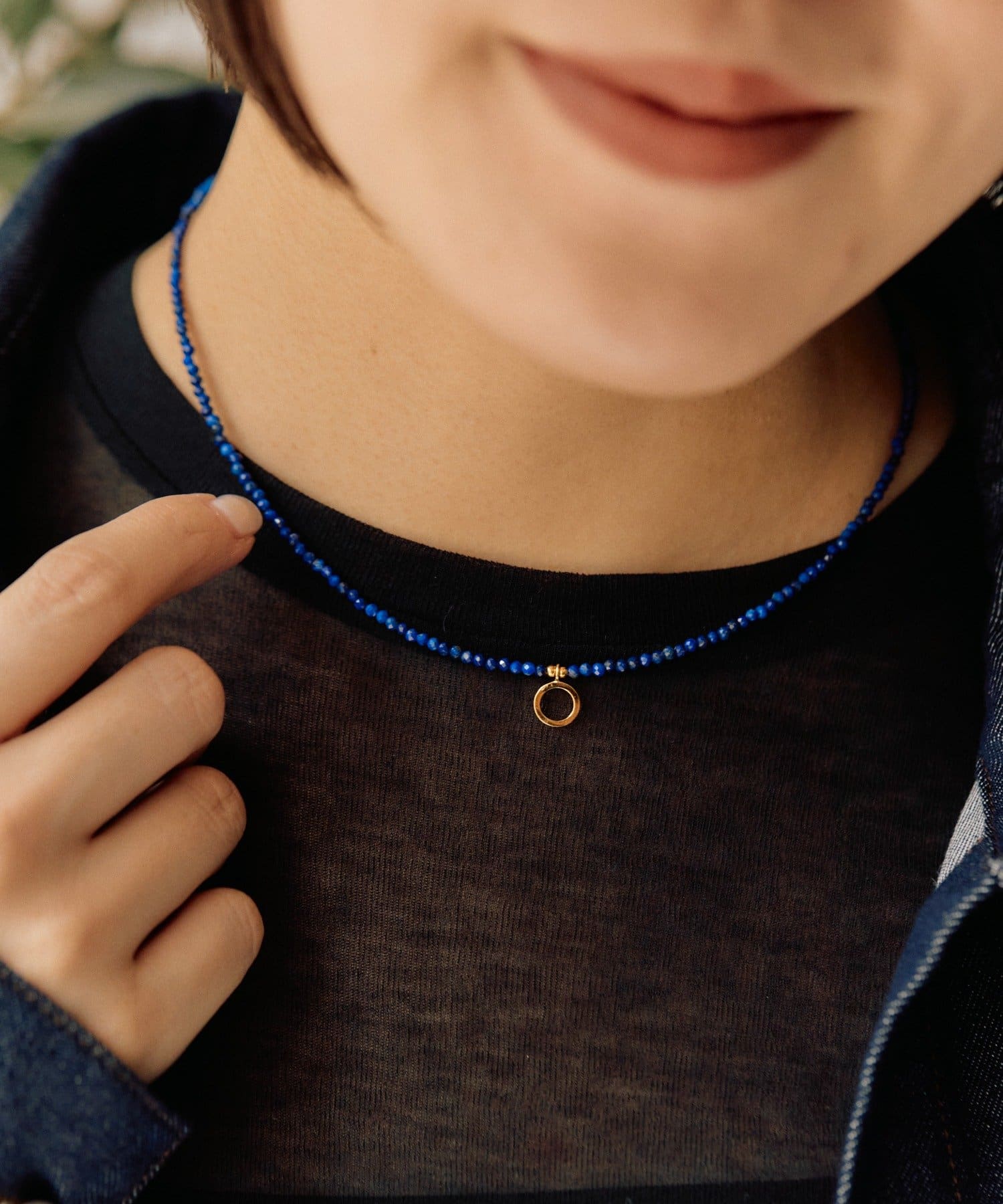 ear PAPILLONNER(イア パピヨネ) 《スターリングシルバー使用》粒ストーントップ付きネックレス