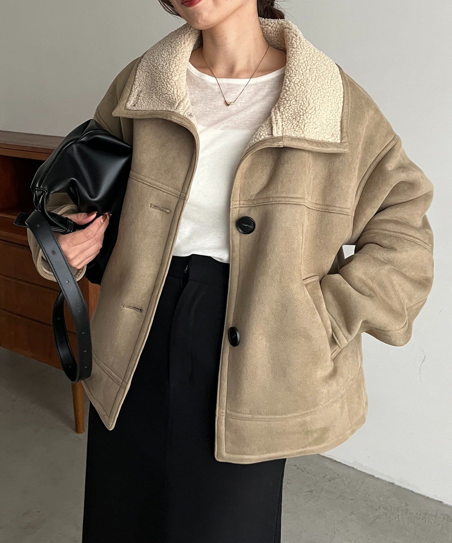 CAPRICIEUX LE'MAGE(カプリシュレマージュ) スエードボアミドルコート