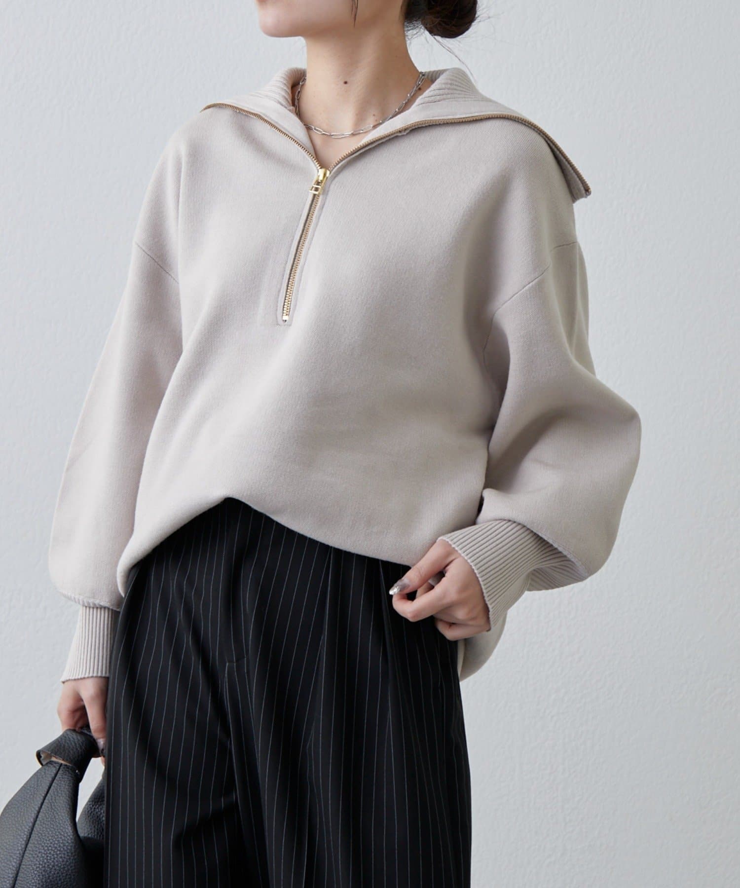 Lui's(ルイス) ハーフZIPミディ丈ニット