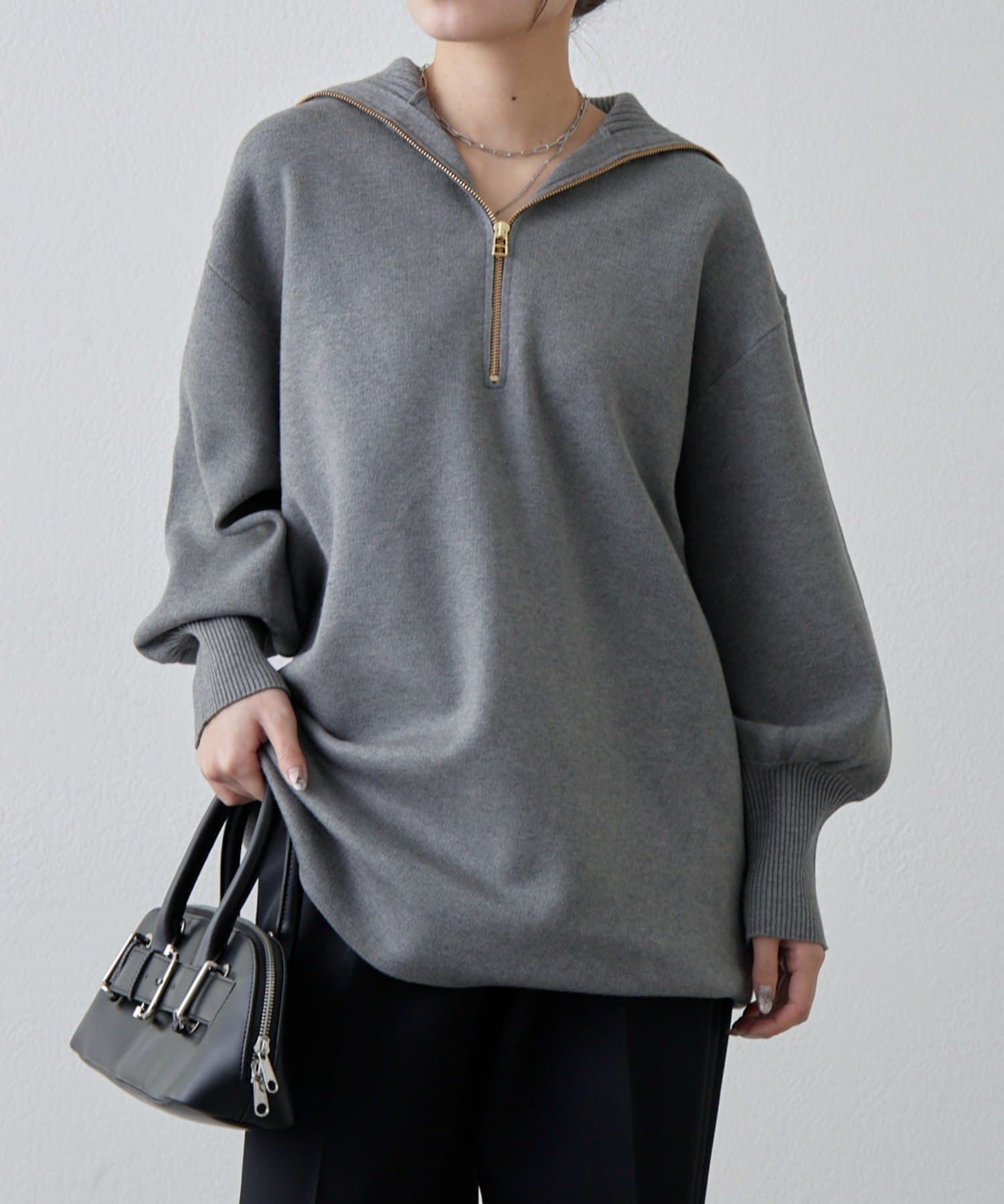 Lui's(ルイス) ハーフZIPミディ丈ニット