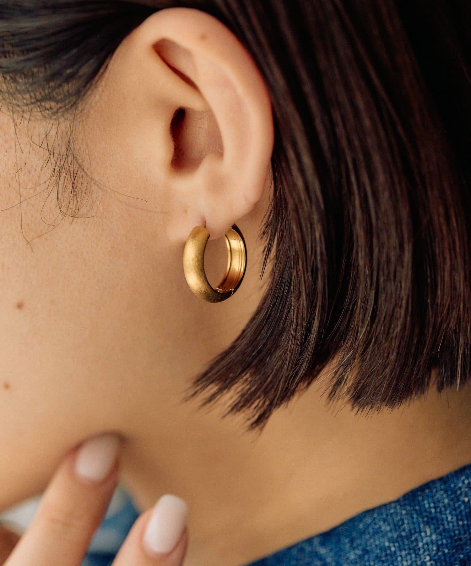 ear PAPILLONNER(イア パピヨネ) 《金属アレルギー対応/ステンレス》サティーナフープピアス