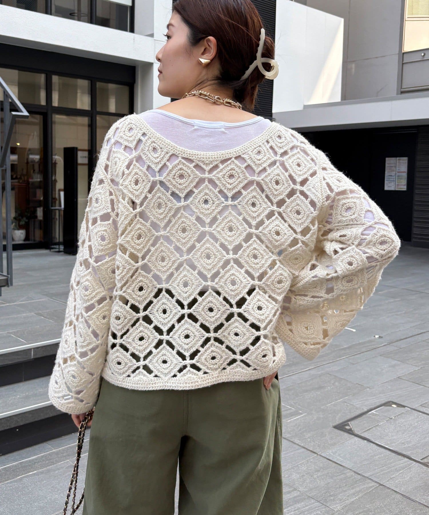 OUTLET(アウトレット) 【DouDou】カギ針刺繍プルオーバー