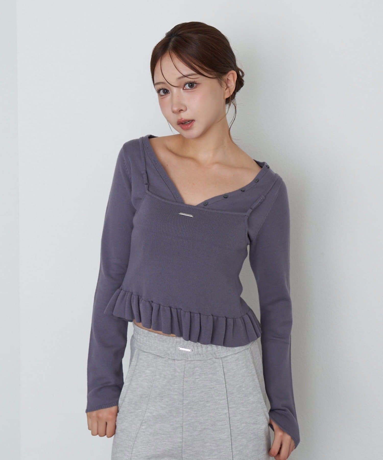 OUTLET(アウトレット) 【RAY CASSIN】ペプラムキャミセットカーディガン