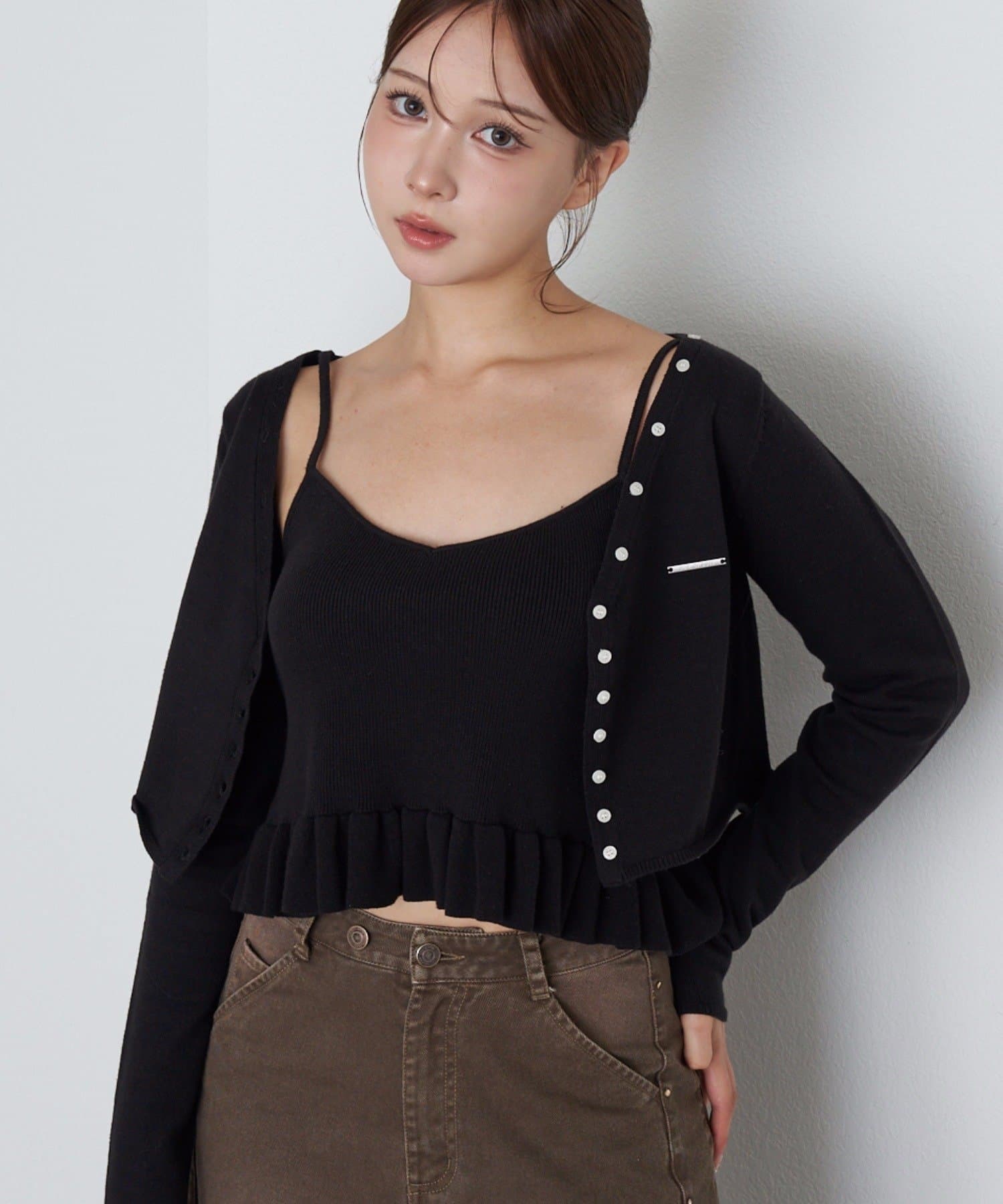 OUTLET(アウトレット) 【RAY CASSIN】ペプラムキャミセットカーディガン