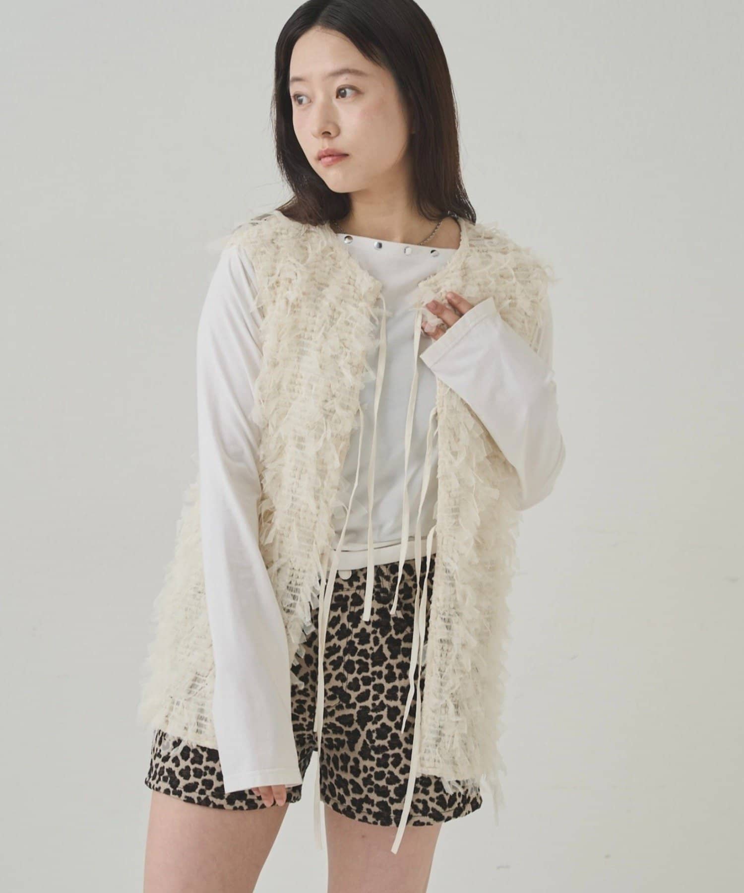 OUTLET(アウトレット) 【WHO'S WHO gallery】チュールフリンジベスト