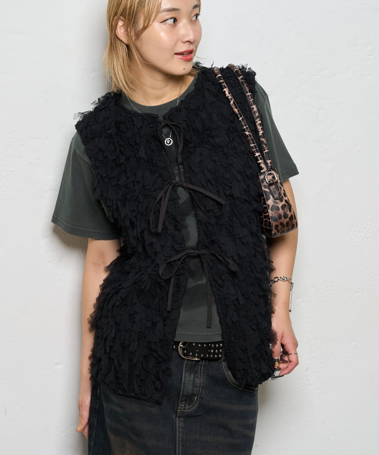 OUTLET(アウトレット) 【WHO'S WHO gallery】チュールフリンジベスト