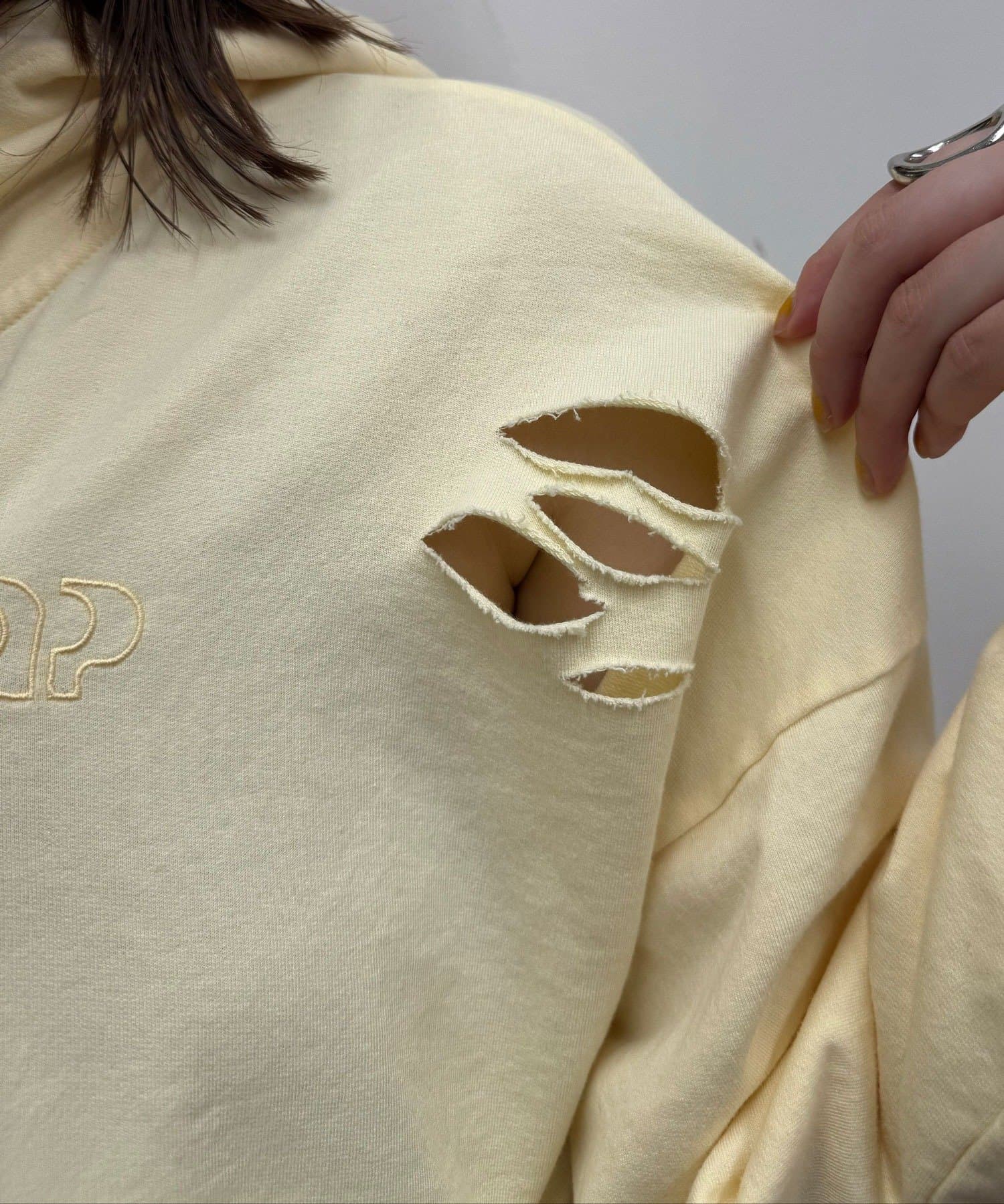 OUTLET(アウトレット) 【Ciaopanic】CPロゴフリルティアードダメージパーカー