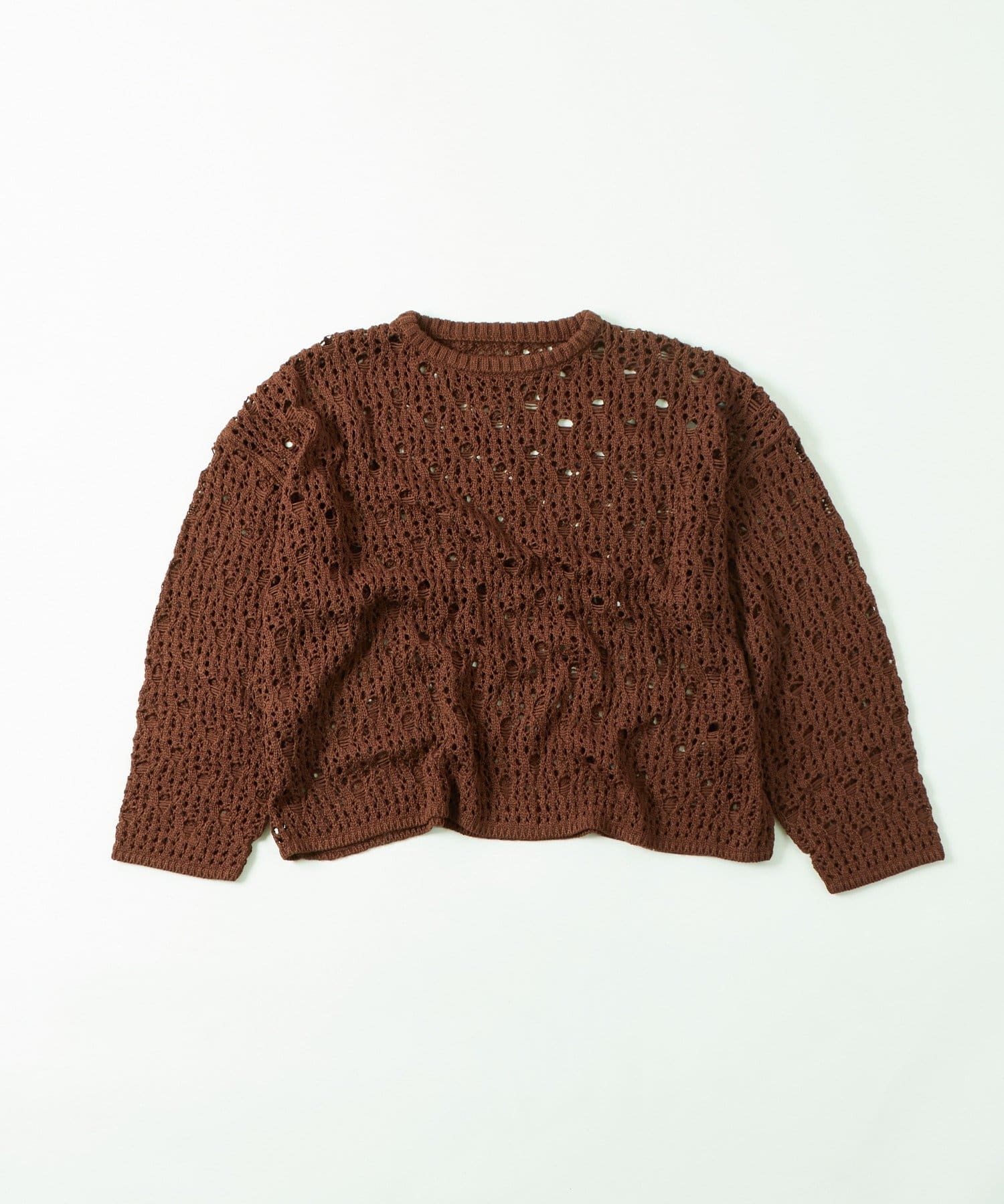 OUTLET(アウトレット) 【WHO'S WHO gallery】透かし編みオフショルルーズニット