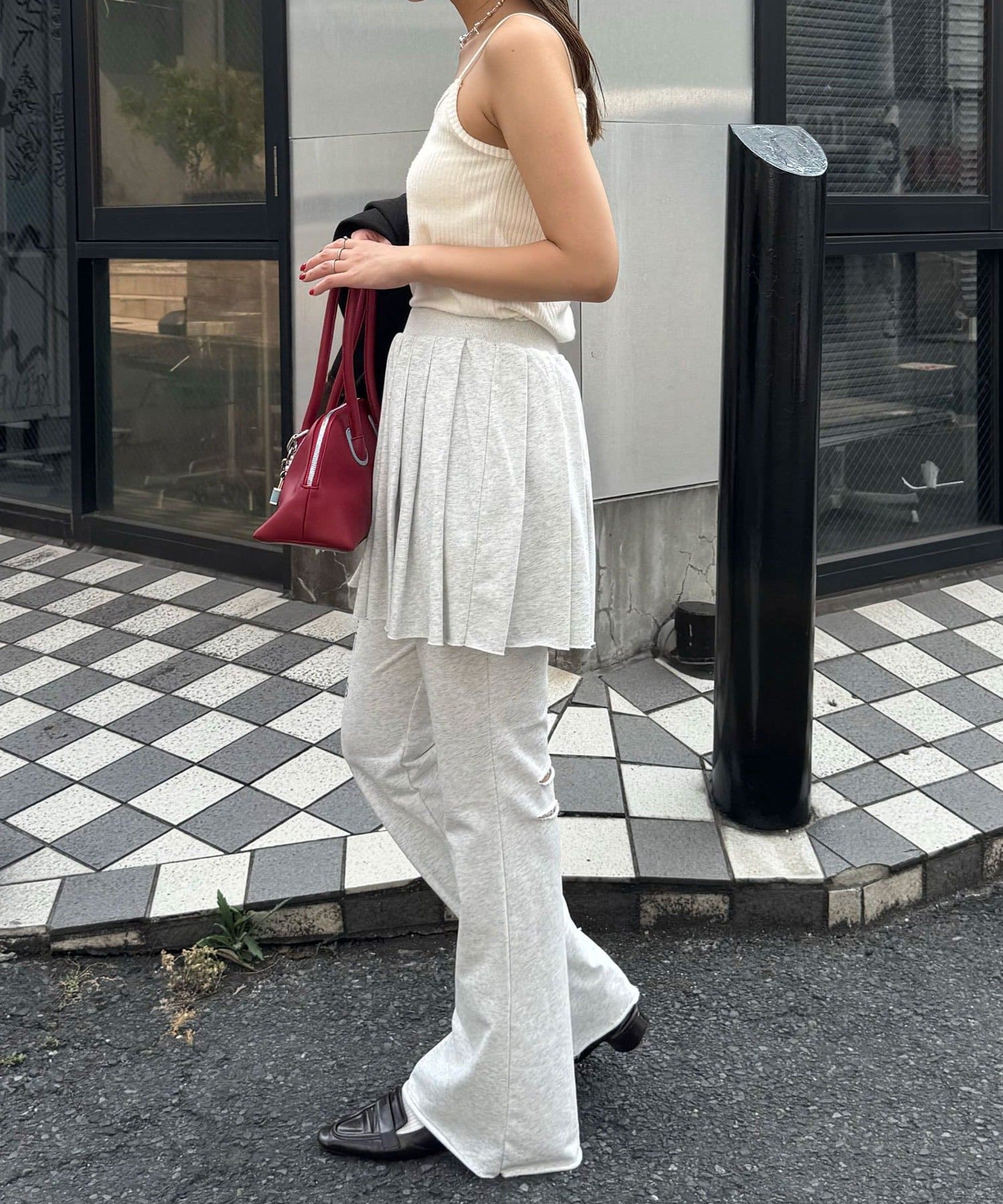 OUTLET(アウトレット) 【Ciaopanic】プリーツスカートレイヤードロゴスウェットパンツ