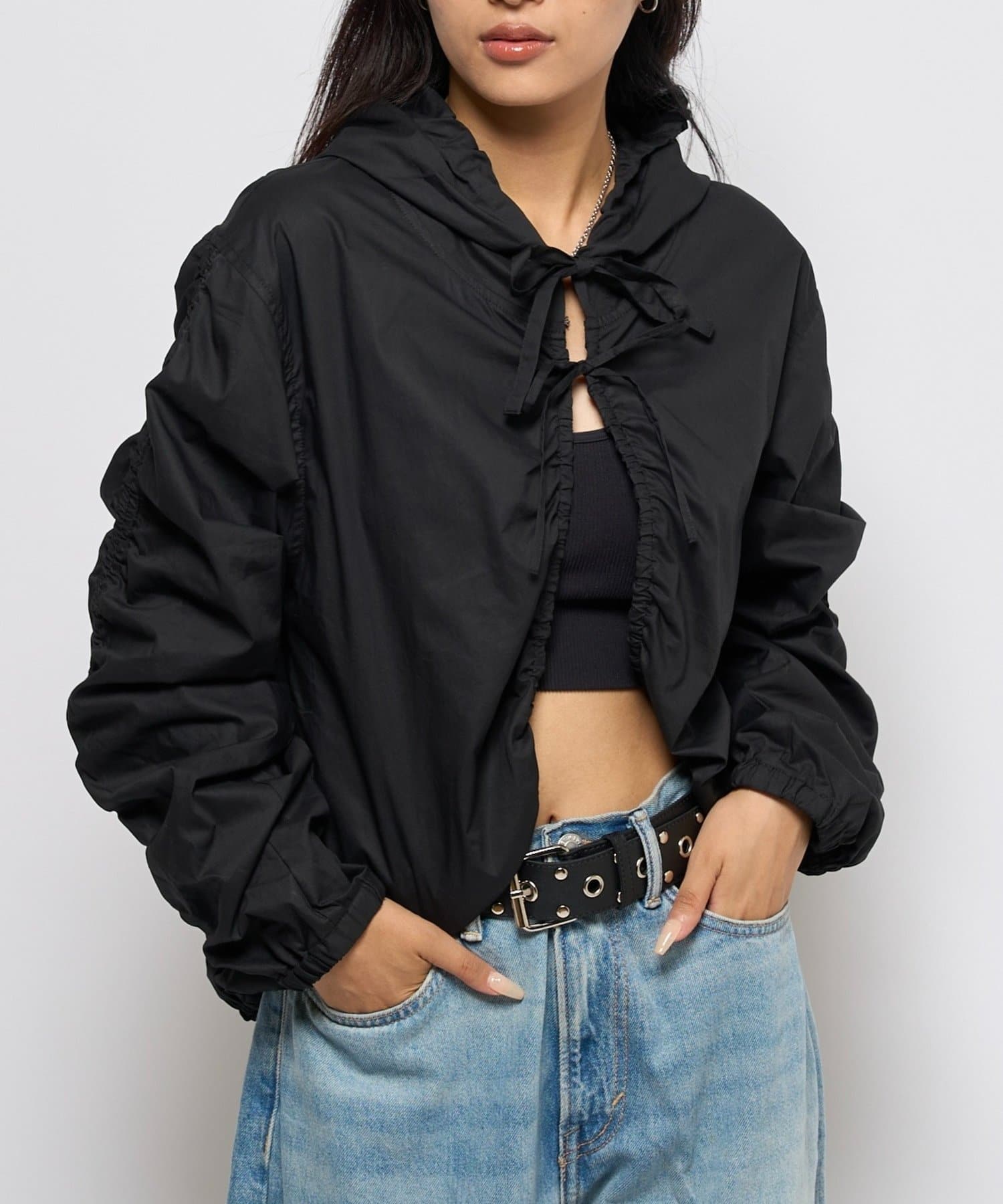 OUTLET(アウトレット) 【WHO'S WHO gallery】ギャザーフードシャツブルゾン