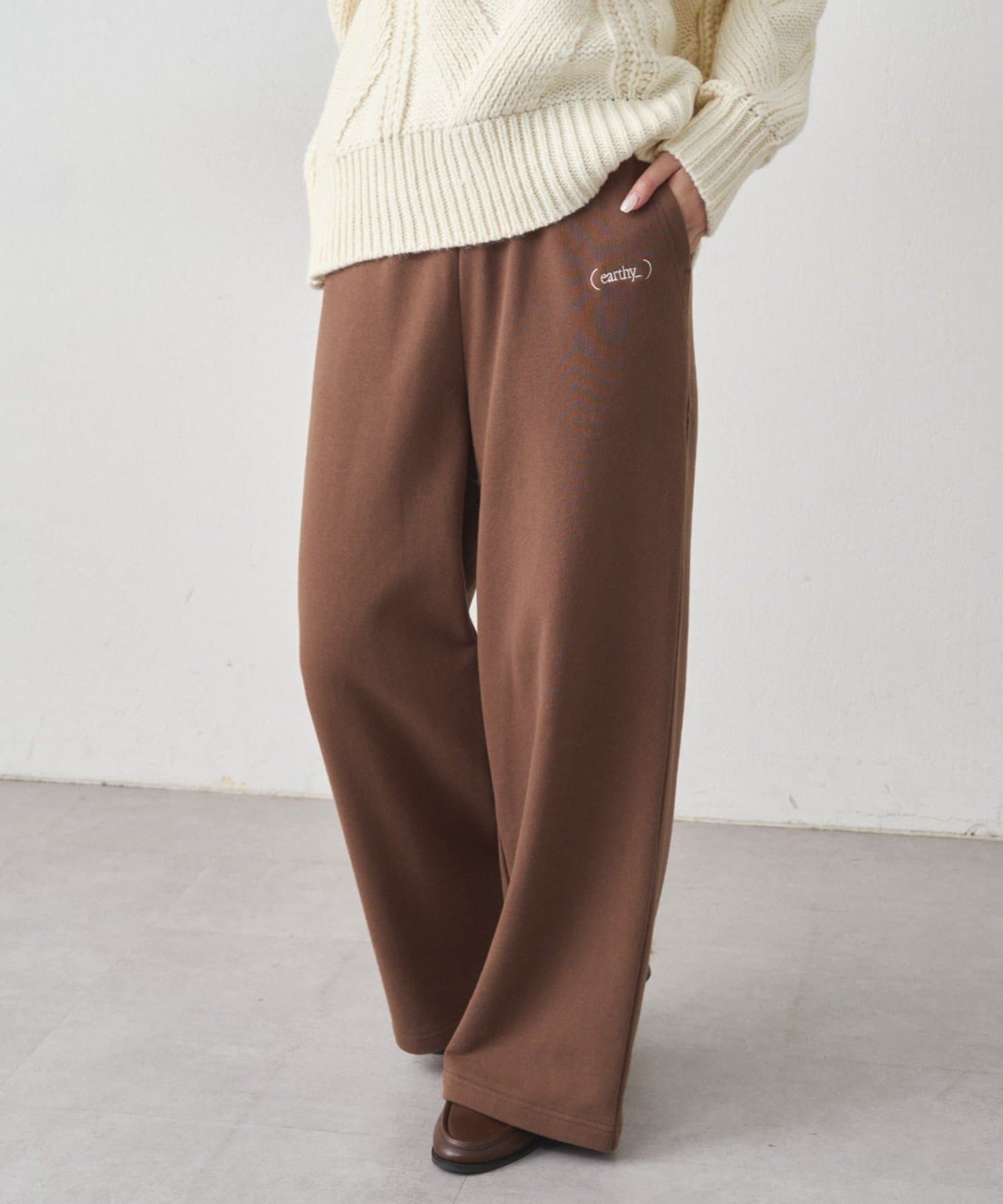 OUTLET(アウトレット) 【earthy_】スウェットイージーワイドパンツ