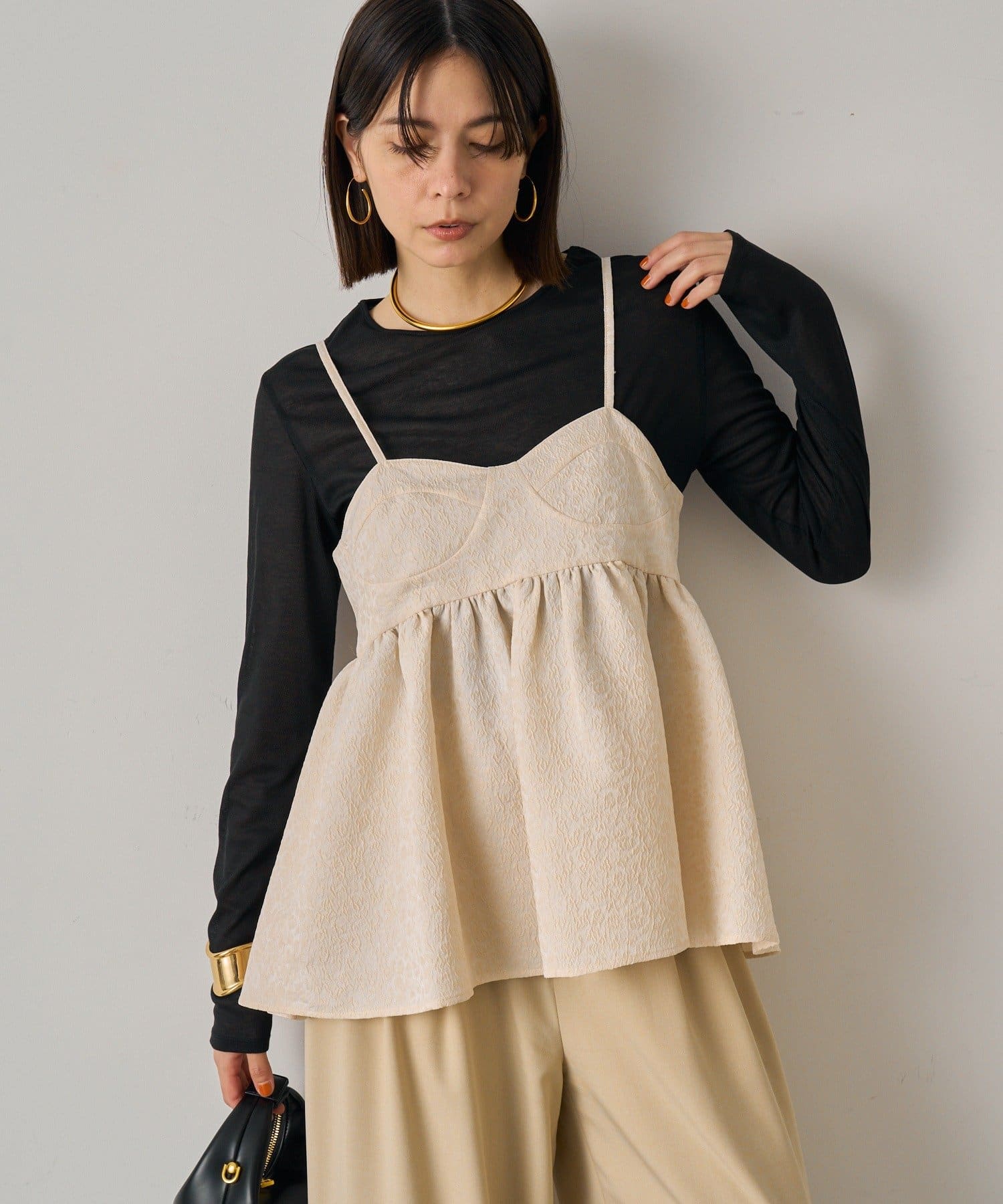 OUTLET(アウトレット) 【Loungedress】レオパードジャガードキャミビスチェ