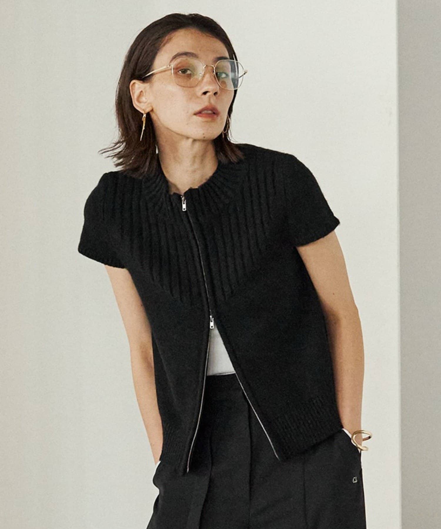 CAPRICIEUX LE'MAGE】ミニスリーブZIPニット | OUTLET(アウトレット